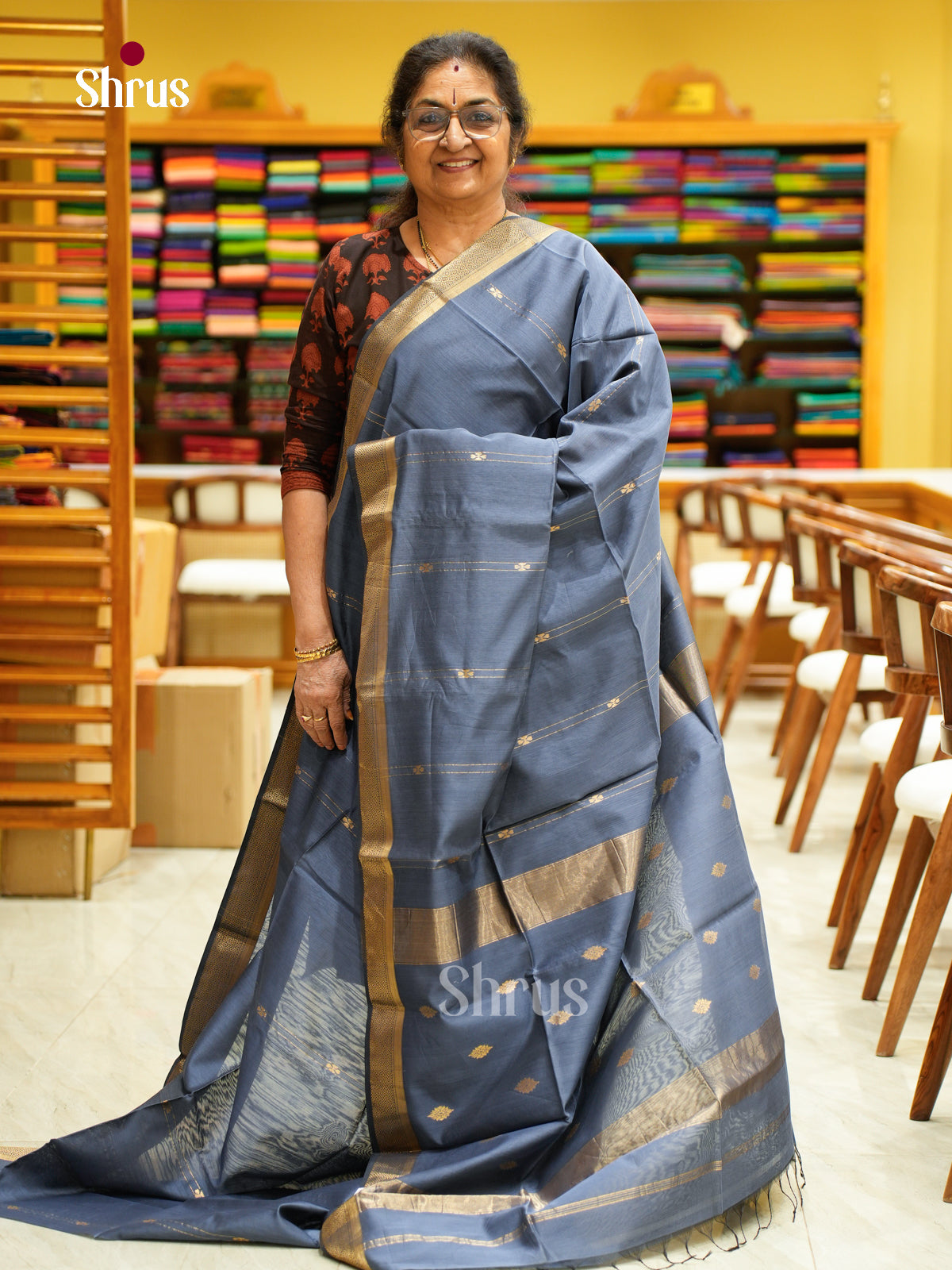Maheshwari silkcotton Saree - EFS05188 - Shop on Shrus.com