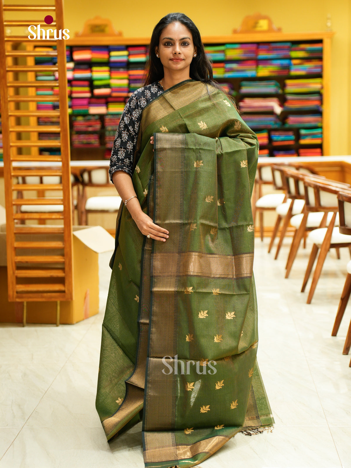 Maheshwari silkcotton Saree - EFS05270 - Shop on Shrus.com