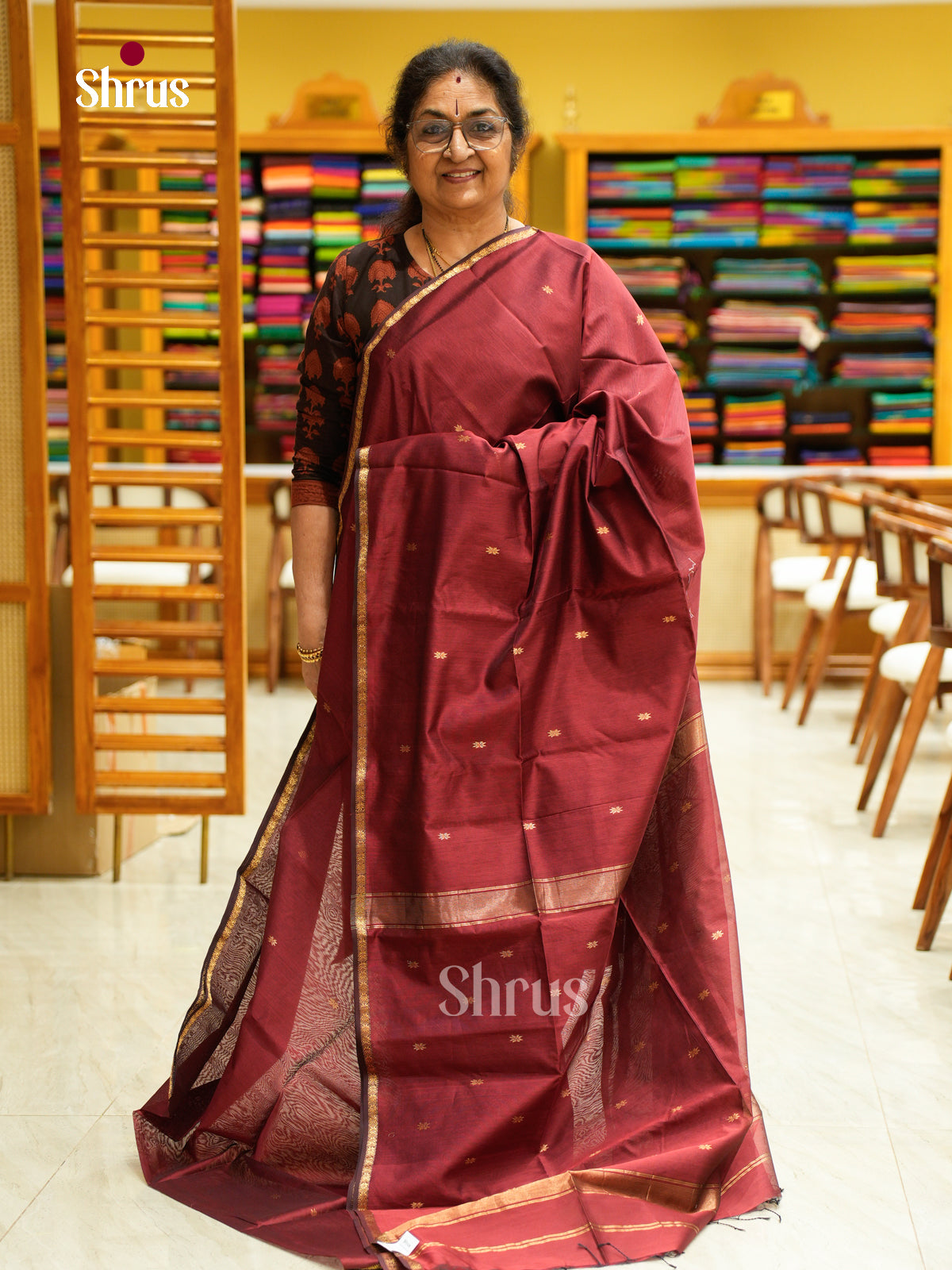 Maheshwari silkcotton Saree - EFS05322 - Shop on Shrus.com