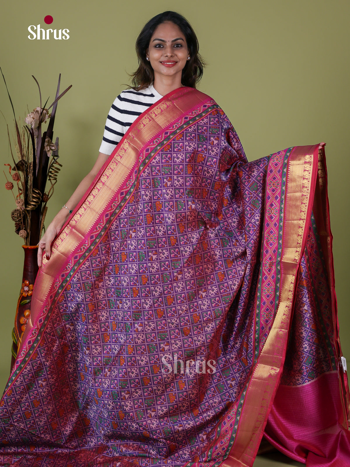 Purple & Pink - Semi Patola Saree