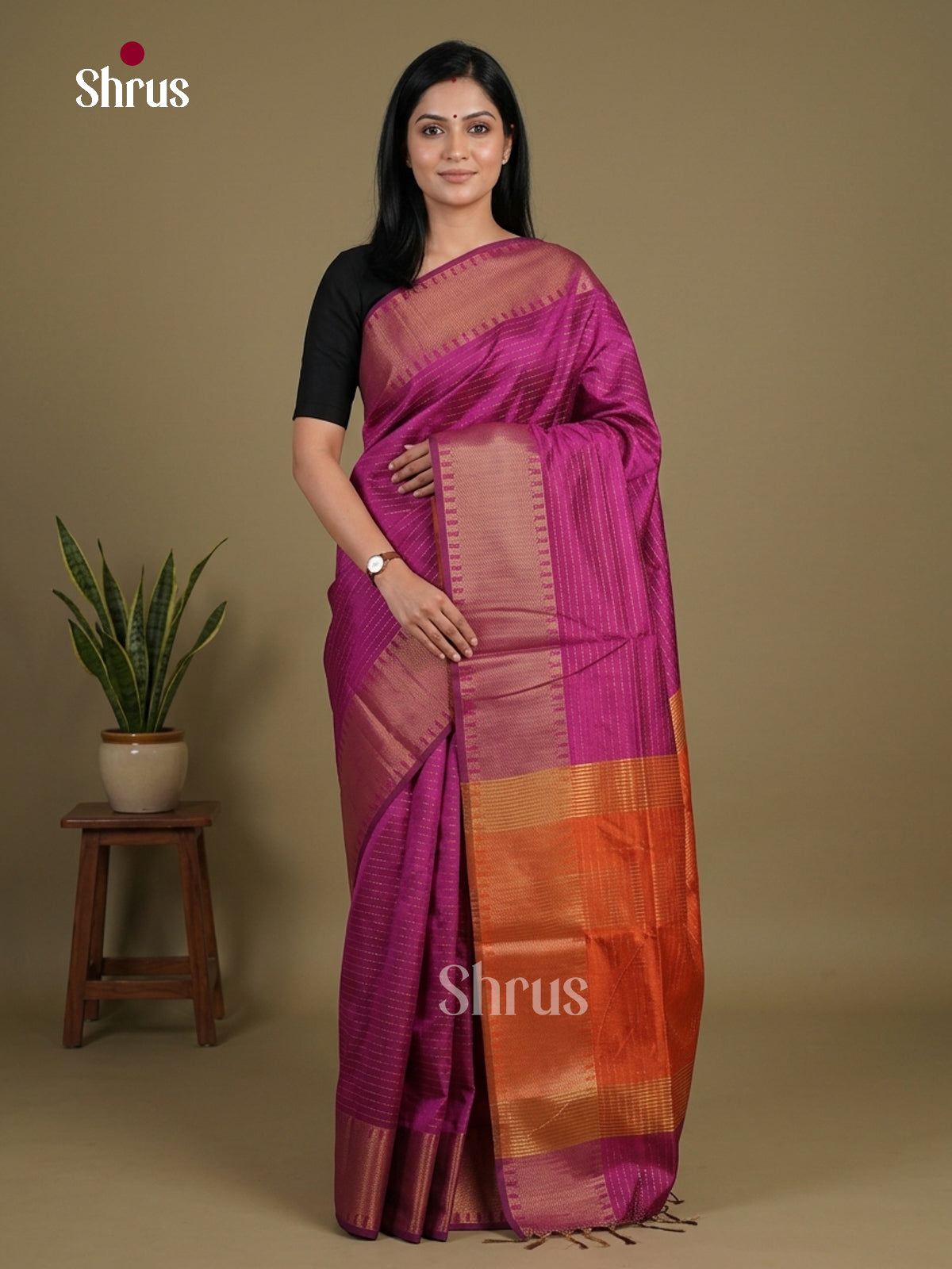 Semi Rawsilk Saree - EFS20193 - Shop on Shrus.com