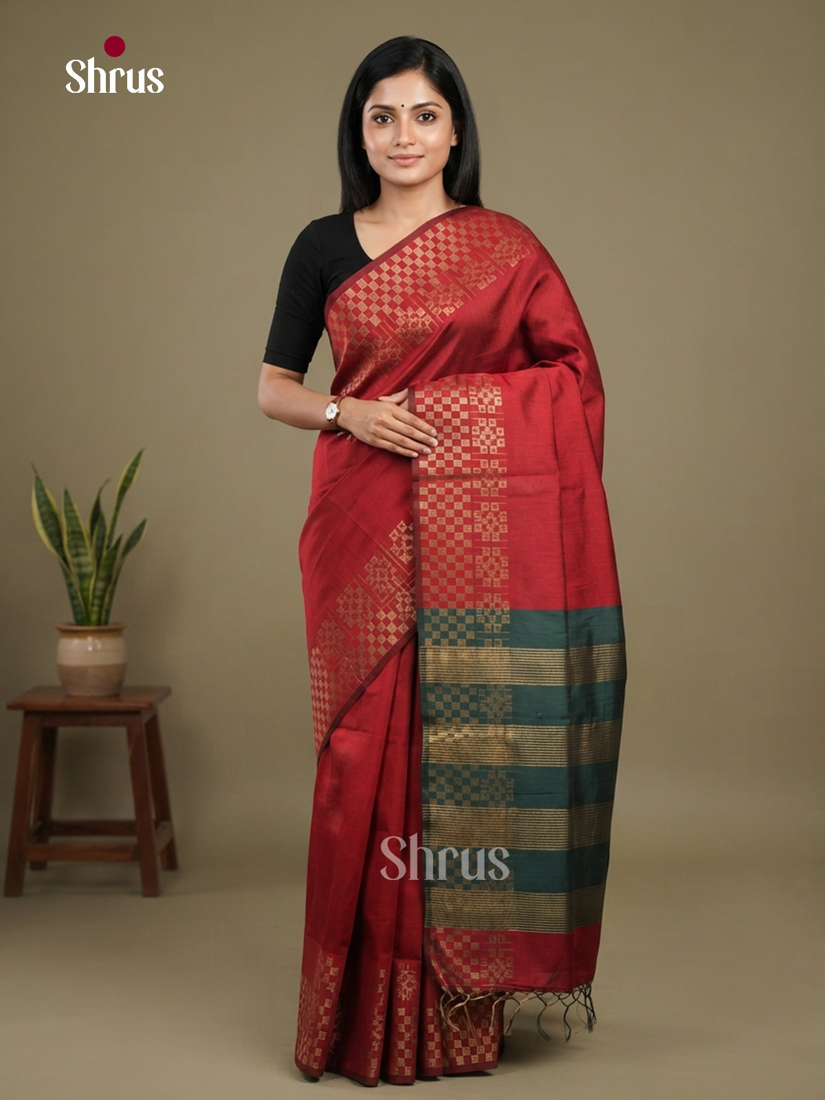 Semi Rawsilk Saree - EFS20213 - Shop on Shrus.com