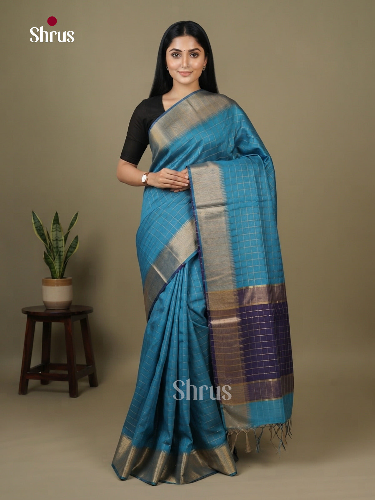 Semi Rawsilk Saree - EFS20266 - Shop on Shrus.com