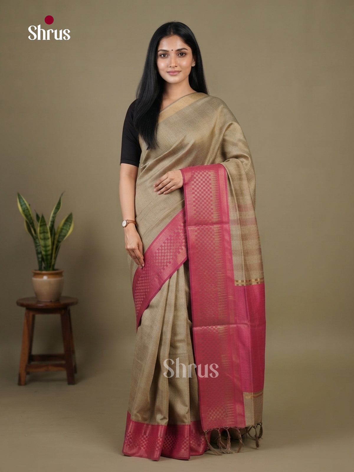 Semi Rawsilk Saree - EFS20347 - Shop on Shrus.com