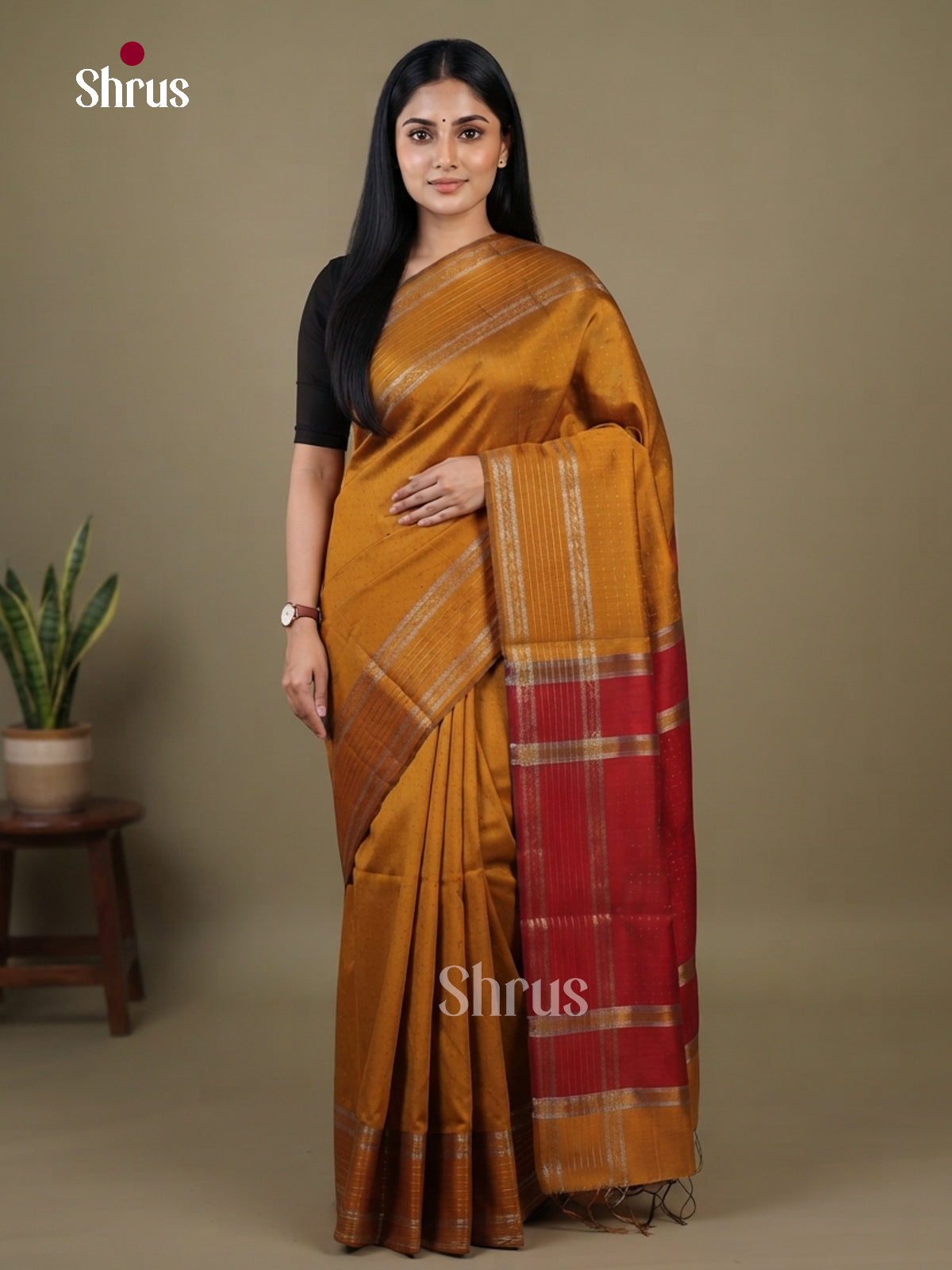Semi Rawsilk Saree - EFS20354 - Shop on Shrus.com
