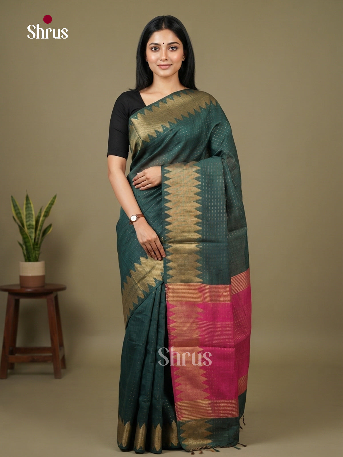 Semi Rawsilk Saree - EFS20395 - Shop on Shrus.com