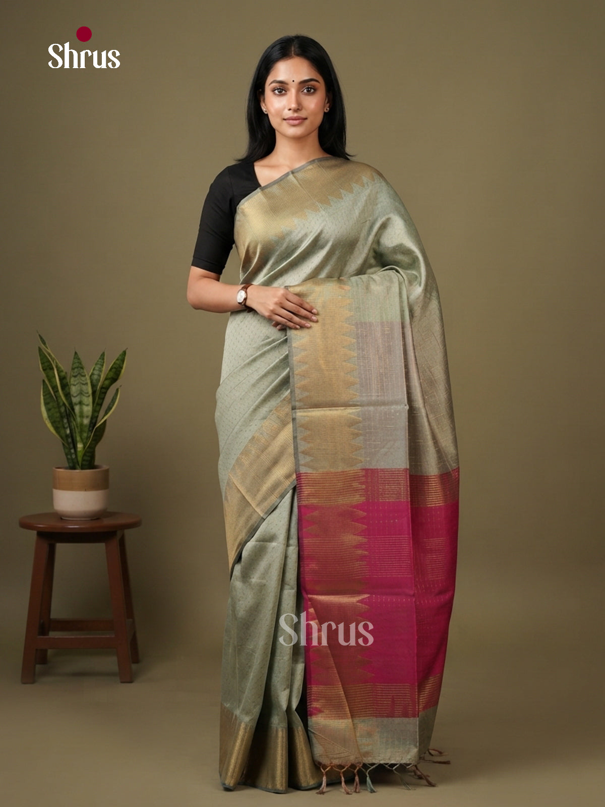 Semi Rawsilk Saree - EFS20396 - Shop on Shrus.com