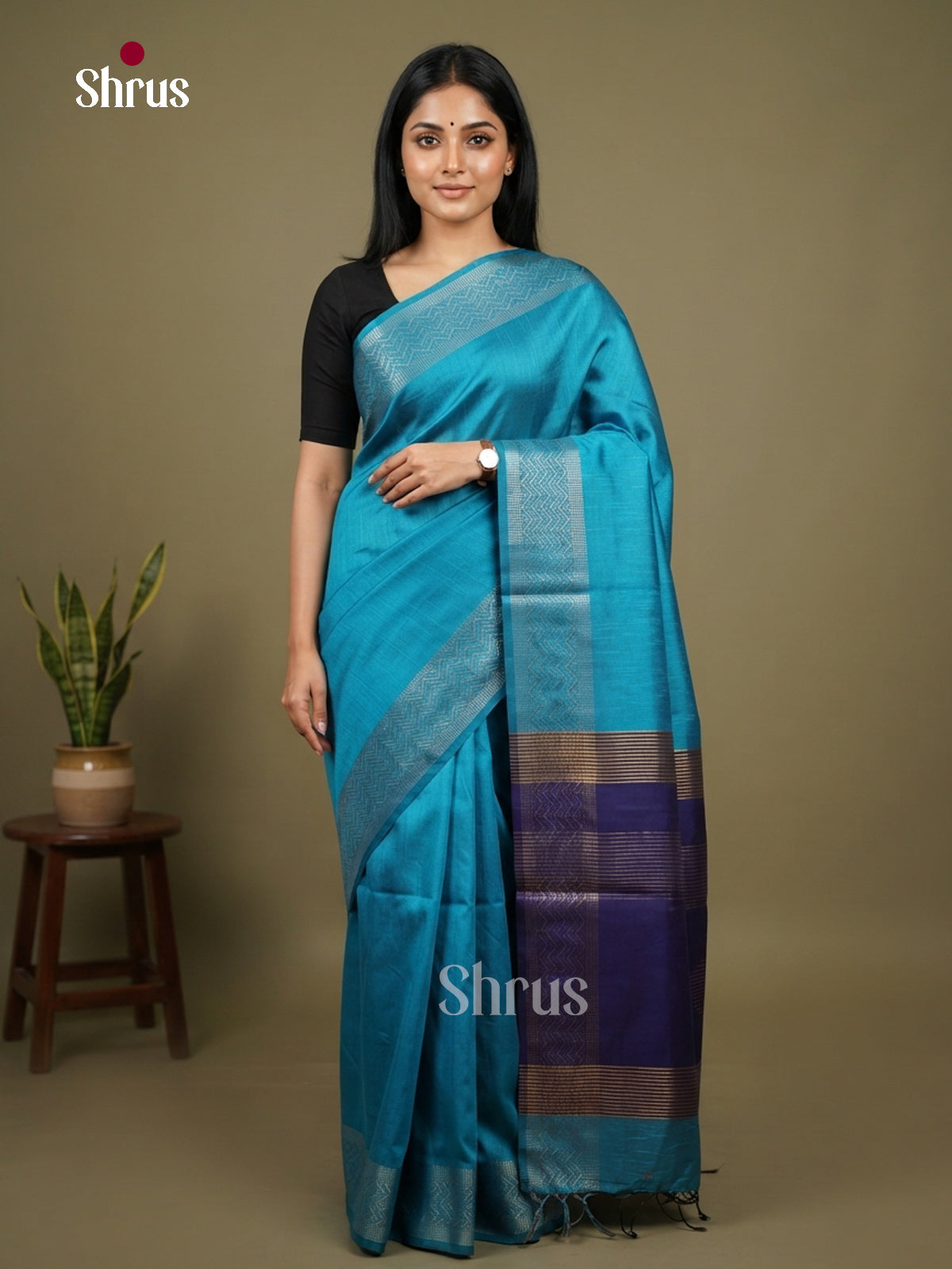 Semi Rawsilk Saree - EFS20484 - Shop on Shrus.com