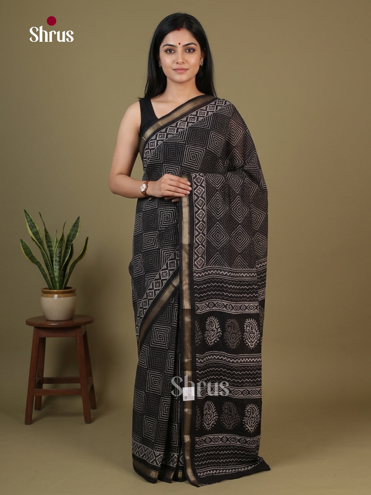 Black - Chanderi Saree