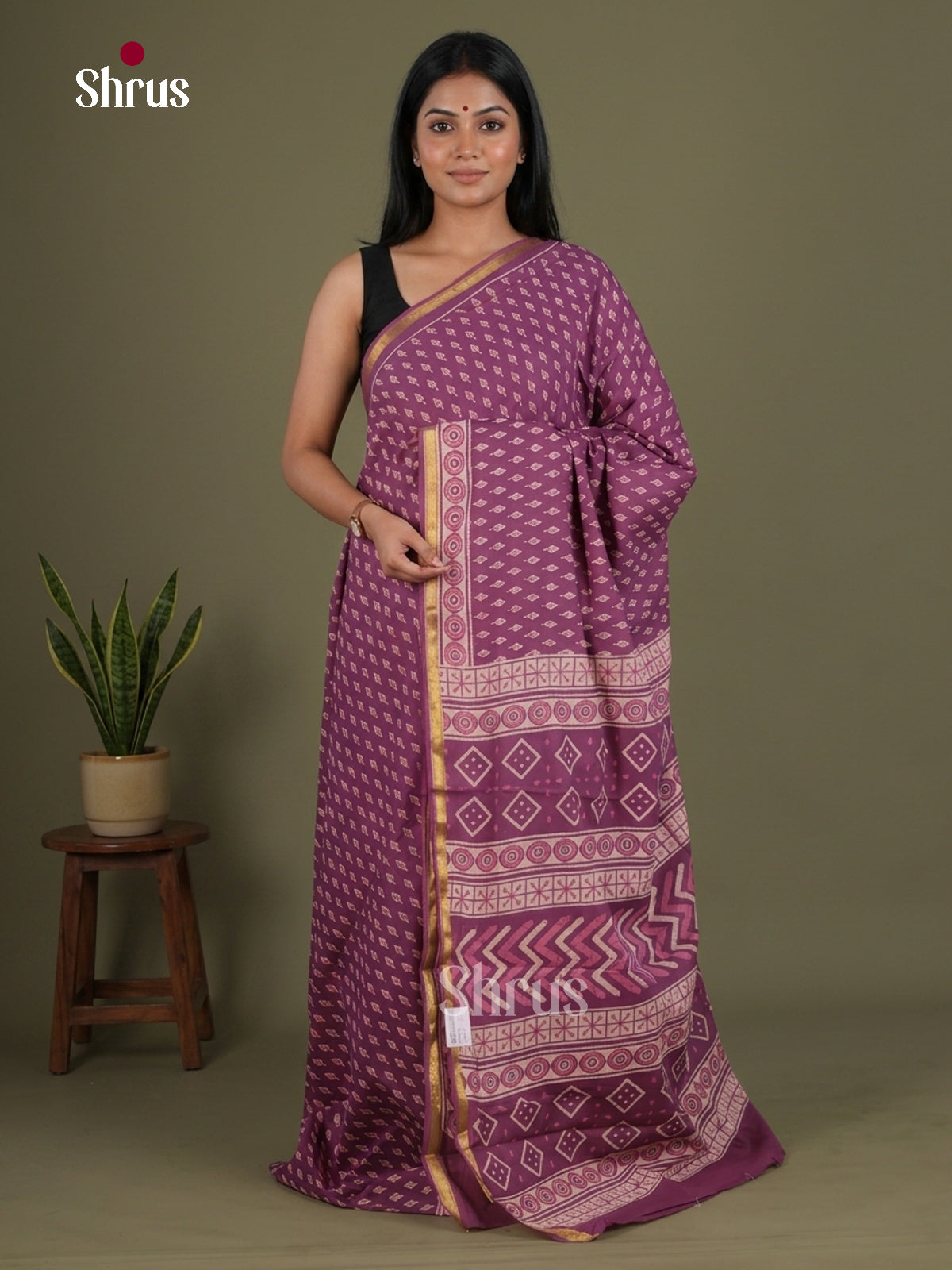 Purple - Chanderi Saree