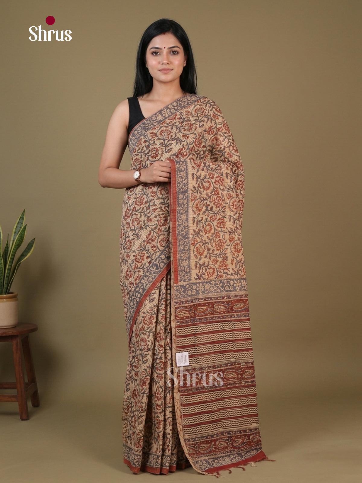 Brown - Chanderi Saree