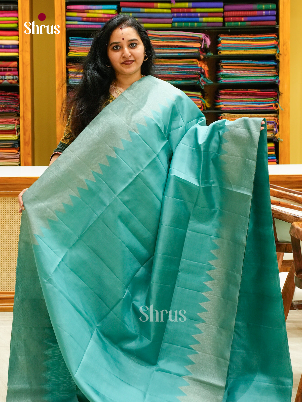Teal Blue Soft Silk Saree