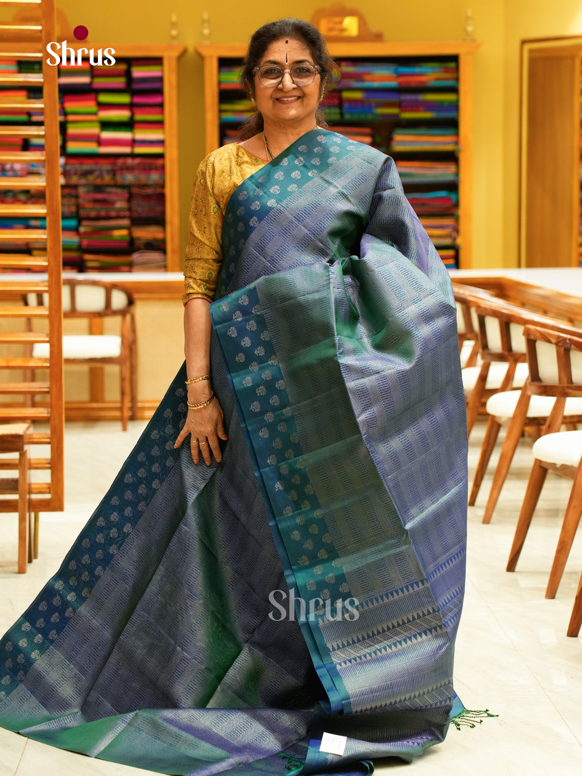 Peacock Green Soft Silk Saree with Brocade - Shop on Shrus.com