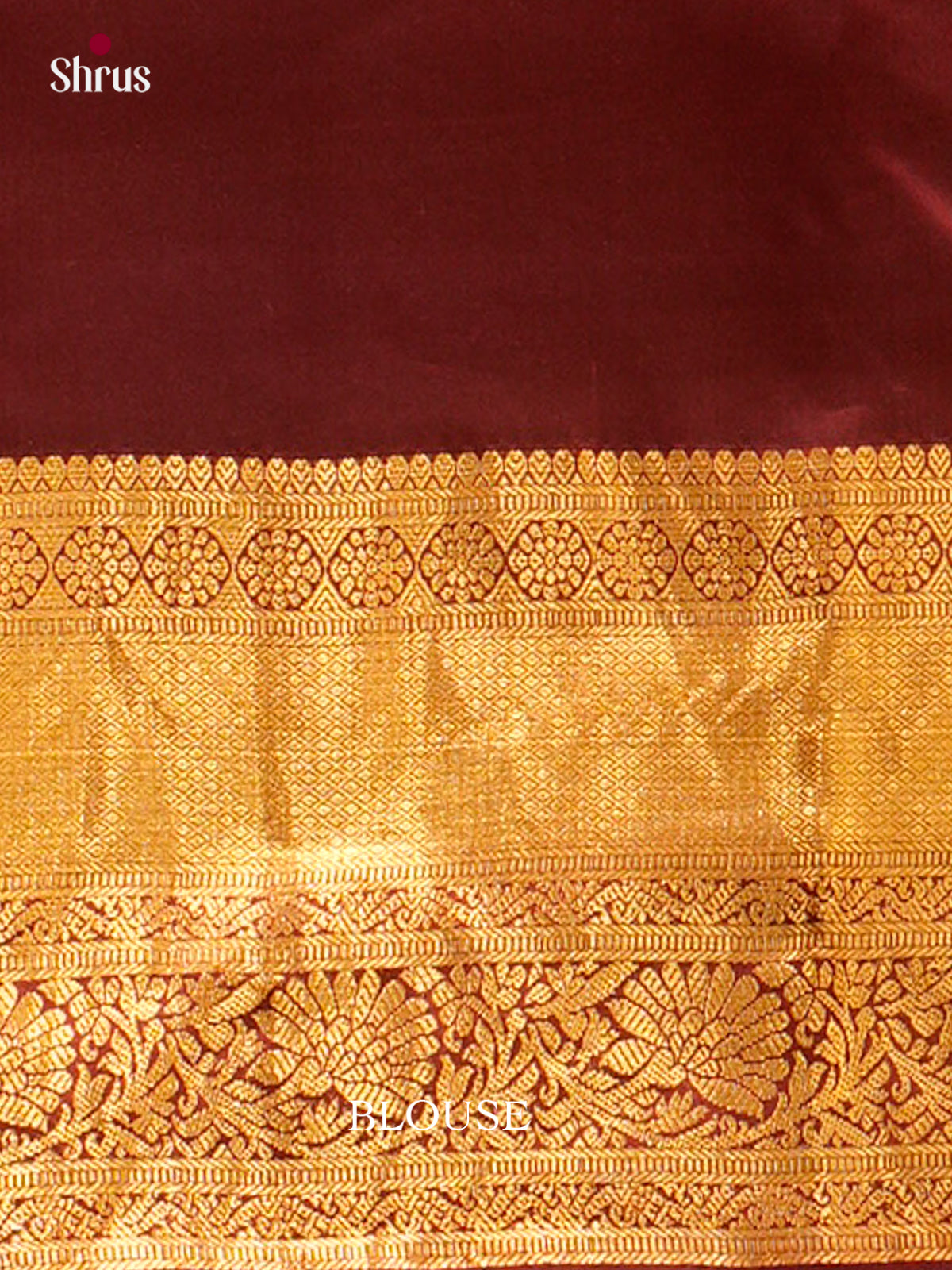 Maroon Kanchipuram Silk Saree with Checks - Shop on Shrus.com