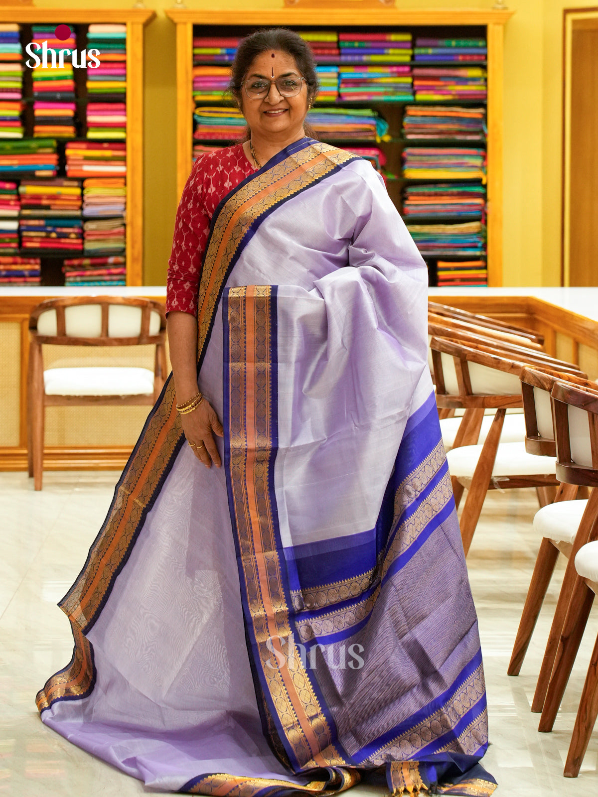 Lavender Silk Cotton Saree | Violet Contrast Border