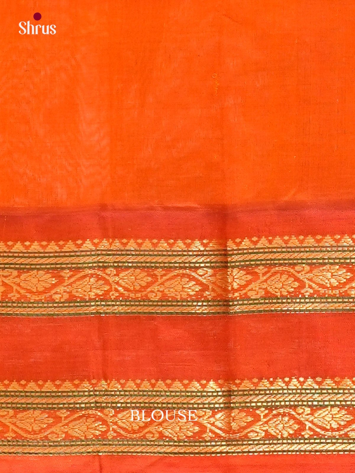 Bottle Green Silk Cotton Saree with Lines and Vaira Oosi | Dark Orange Contrast Border
