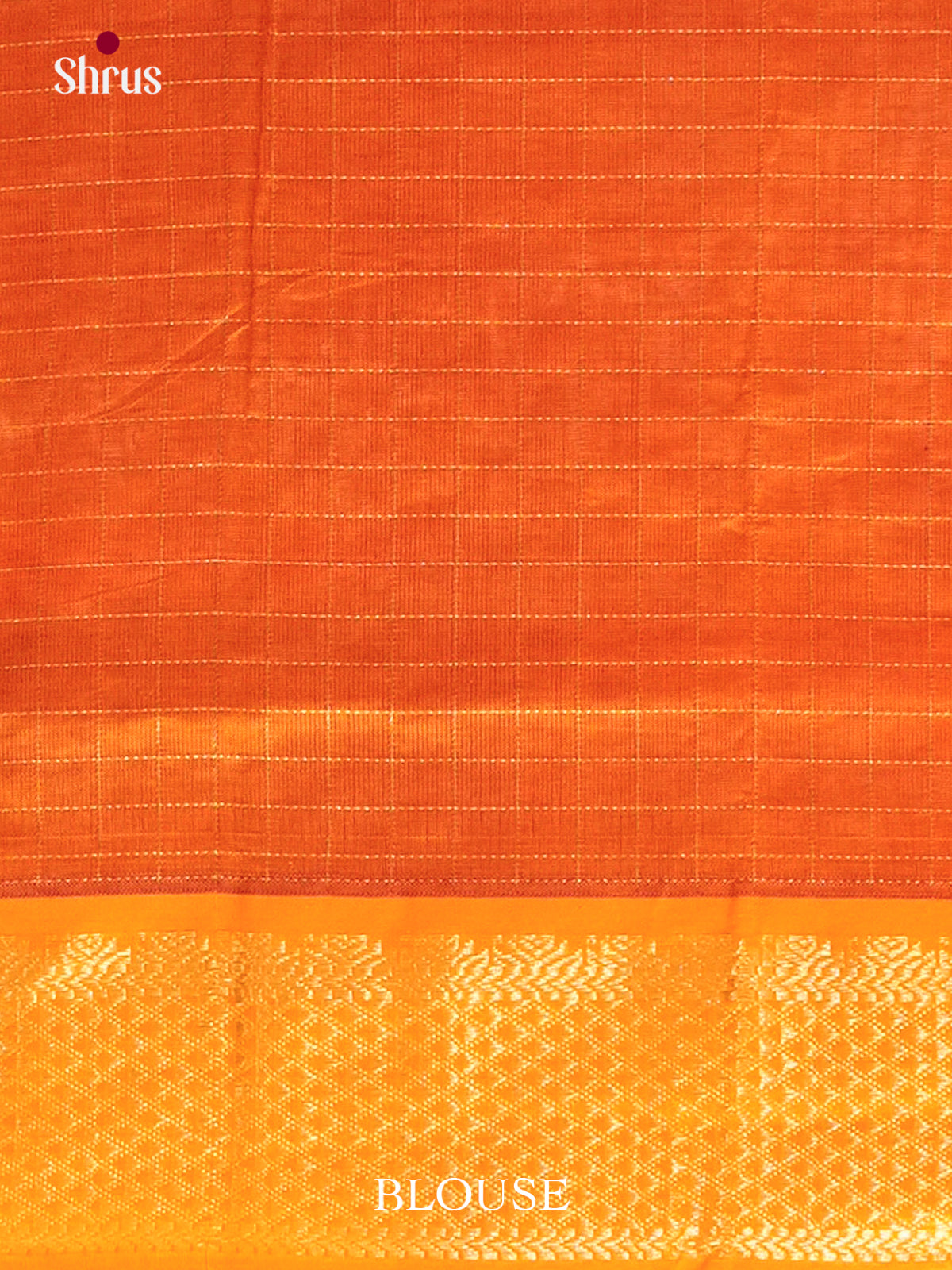 Red Halfpure Silk Cotton Saree with Checks | Dark Orange Contrast Border
