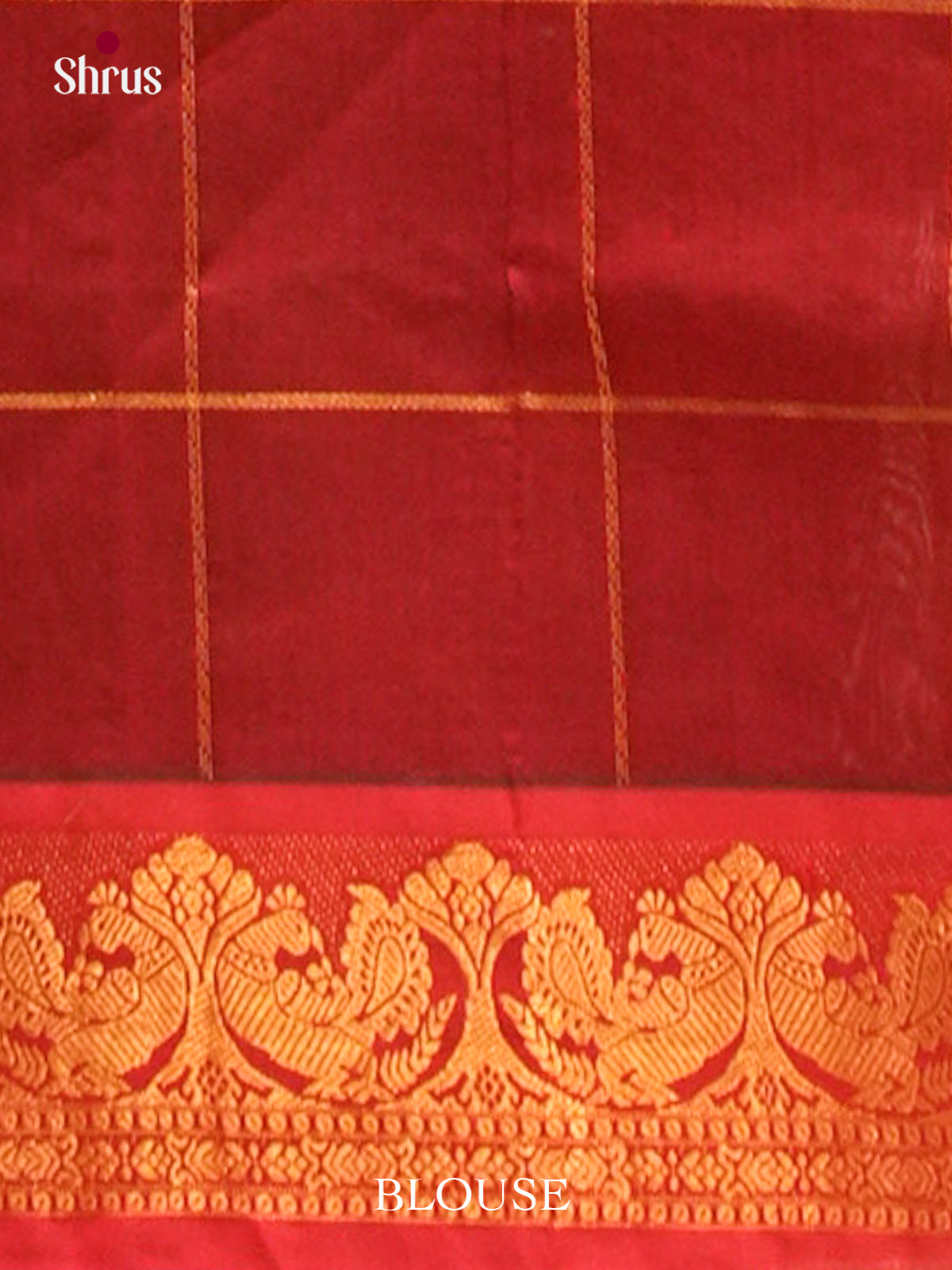 Olive Green Halfpure Silk Cotton Saree with Checks with Buttas and Peacock Buttas | Maroon Contrast Border