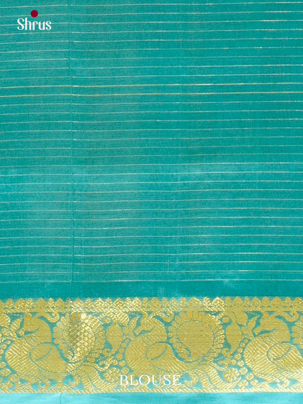 Dark Green Silk Cotton Saree with Checks | Turquoise Contrast Border — Contrast Zari Border