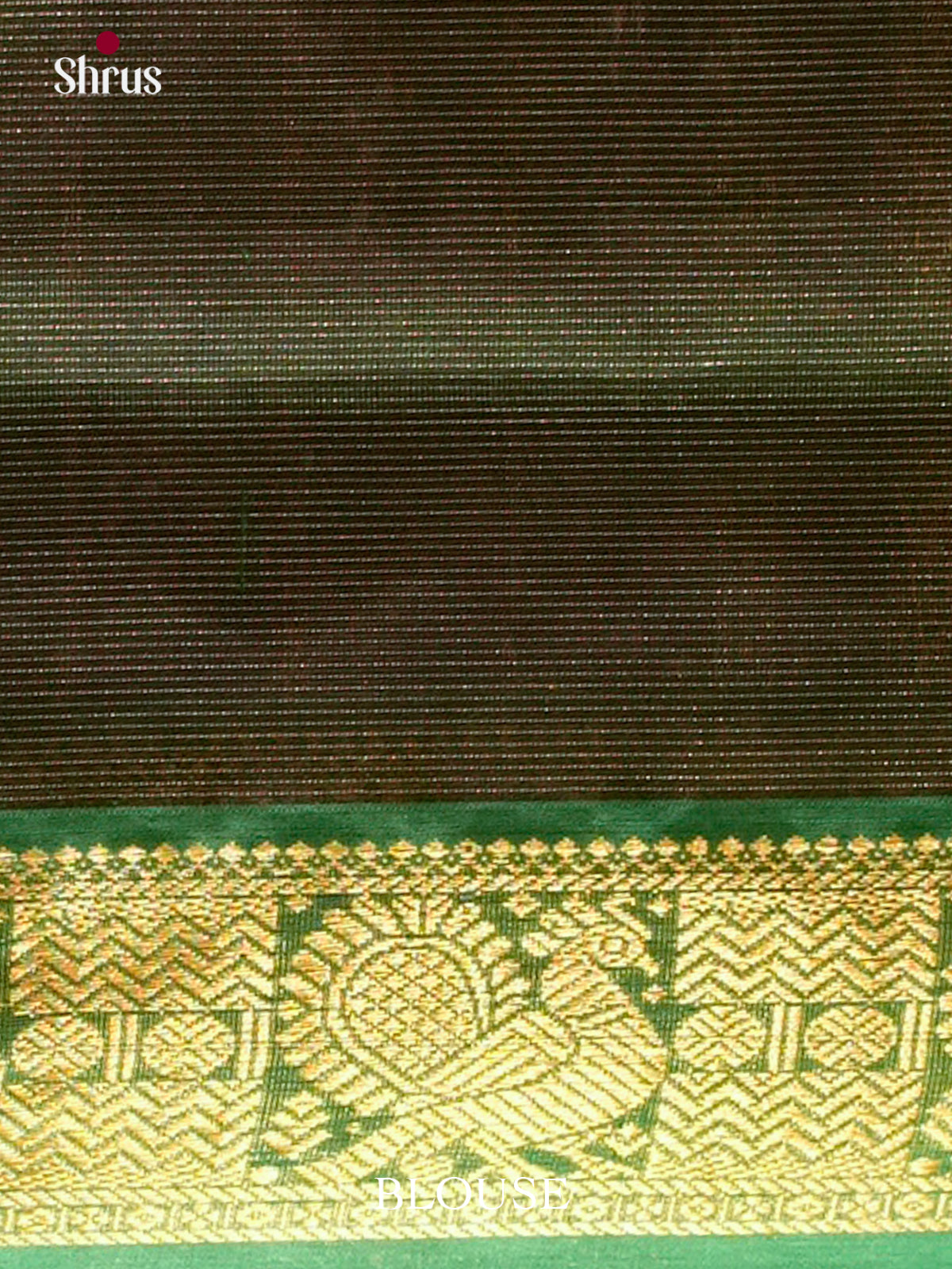Dark Maroon Silk Cotton Saree with Lines and Vaira Oosi | Green Contrast Border
