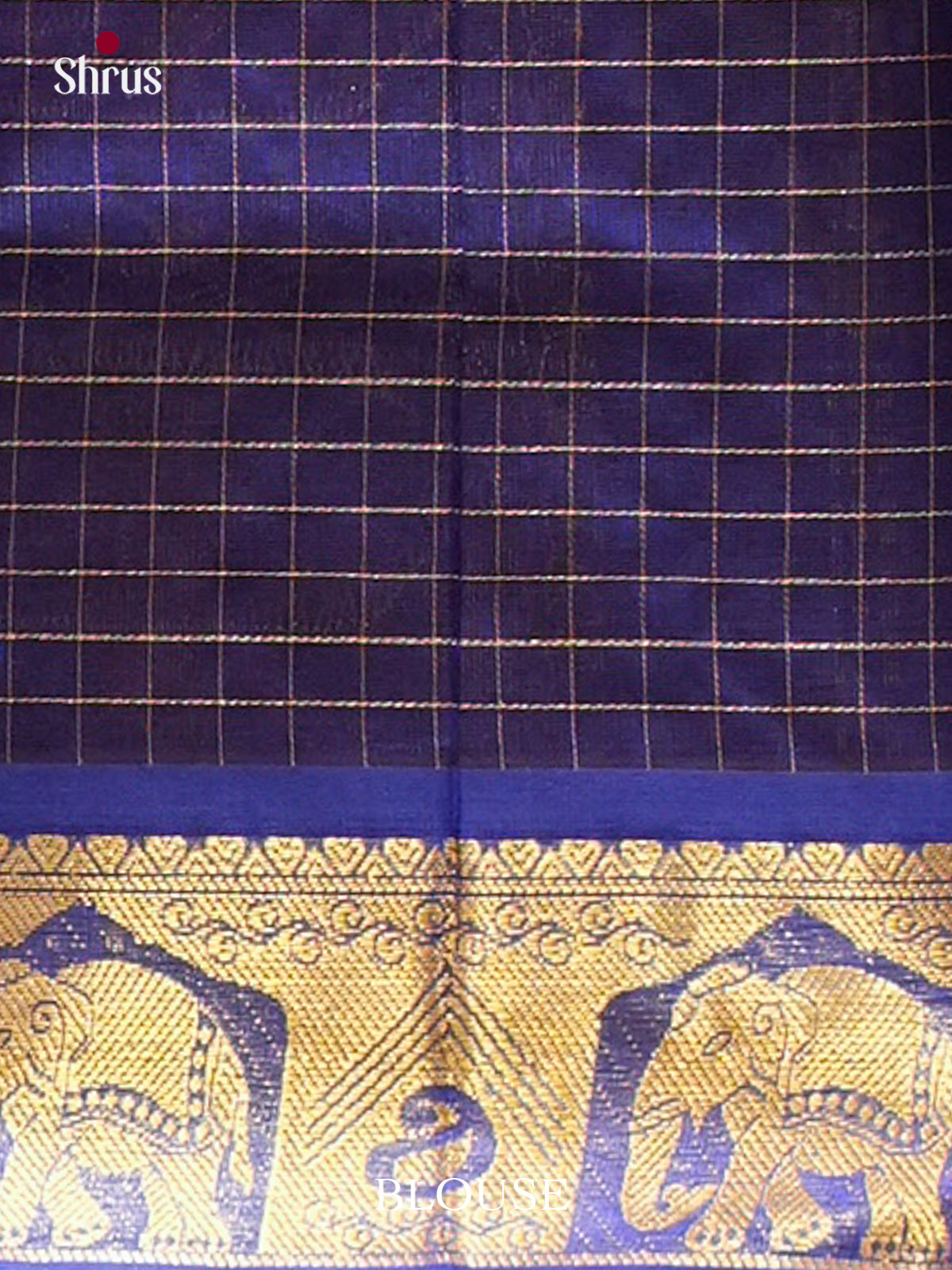Maroon Silk Cotton Saree with Checks and Thousand Buttas | Blue Contrast Border