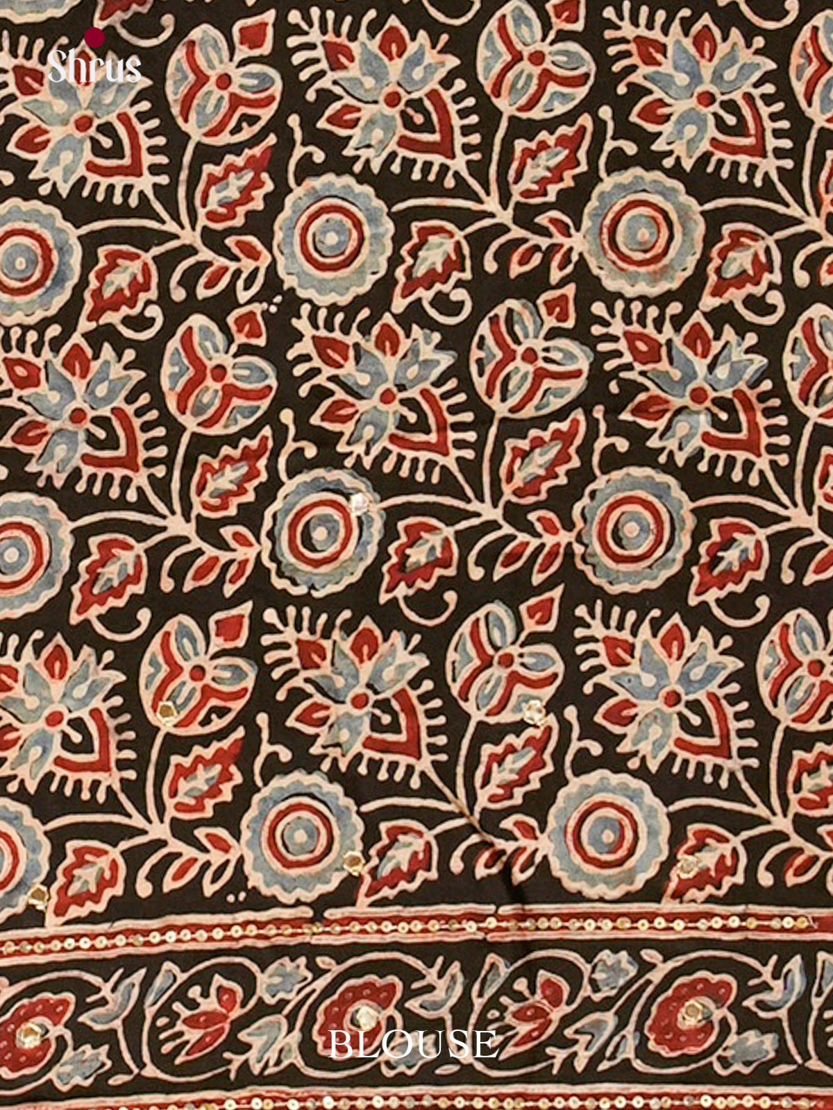 Black Modal Silk Saree — Ajrakh Hand Block Print — EGS01045 - Shop on Shrus.com