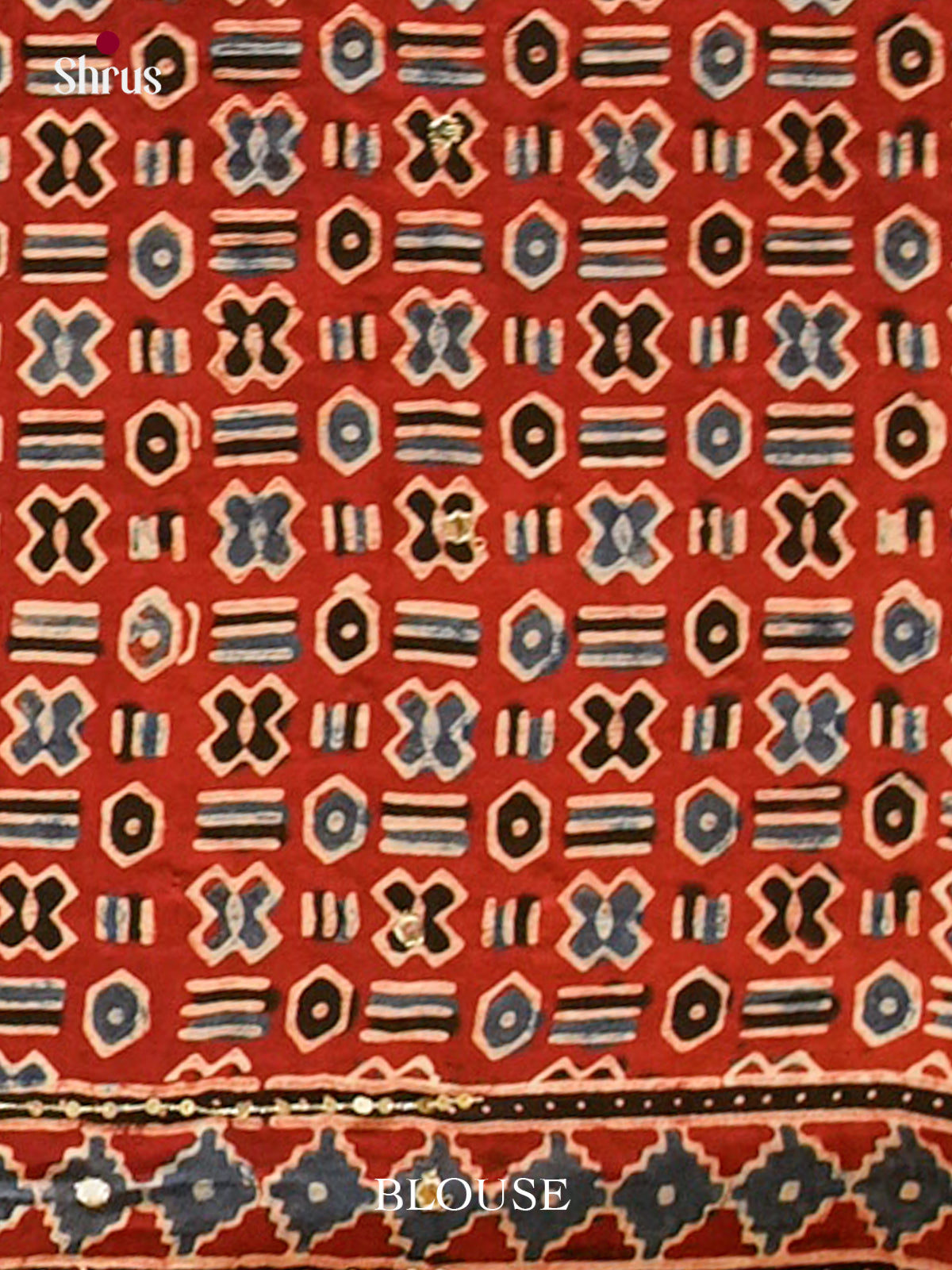 Red Modal Silk Saree — Ajrakh Hand Block Print — EGS01046 - Shop on Shrus.com