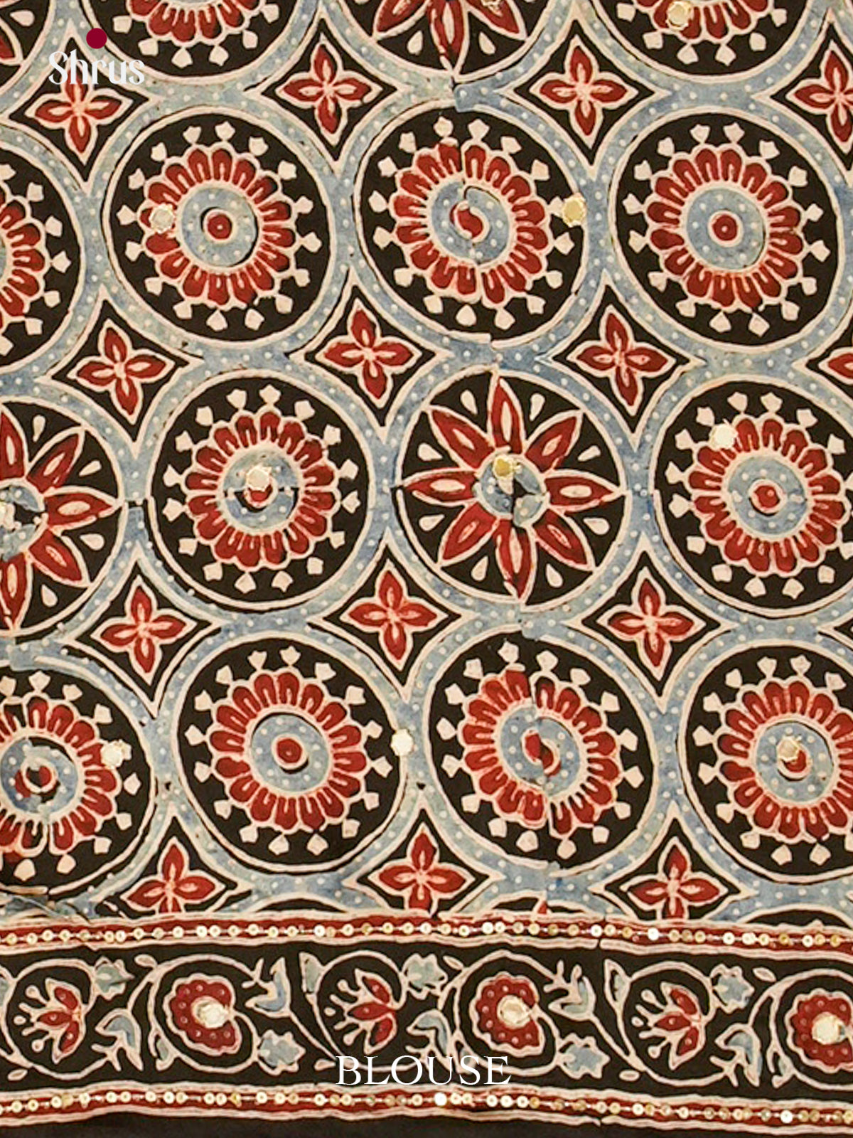 Black Modal Silk Saree — Ajrakh Hand Block Print — EGS01052