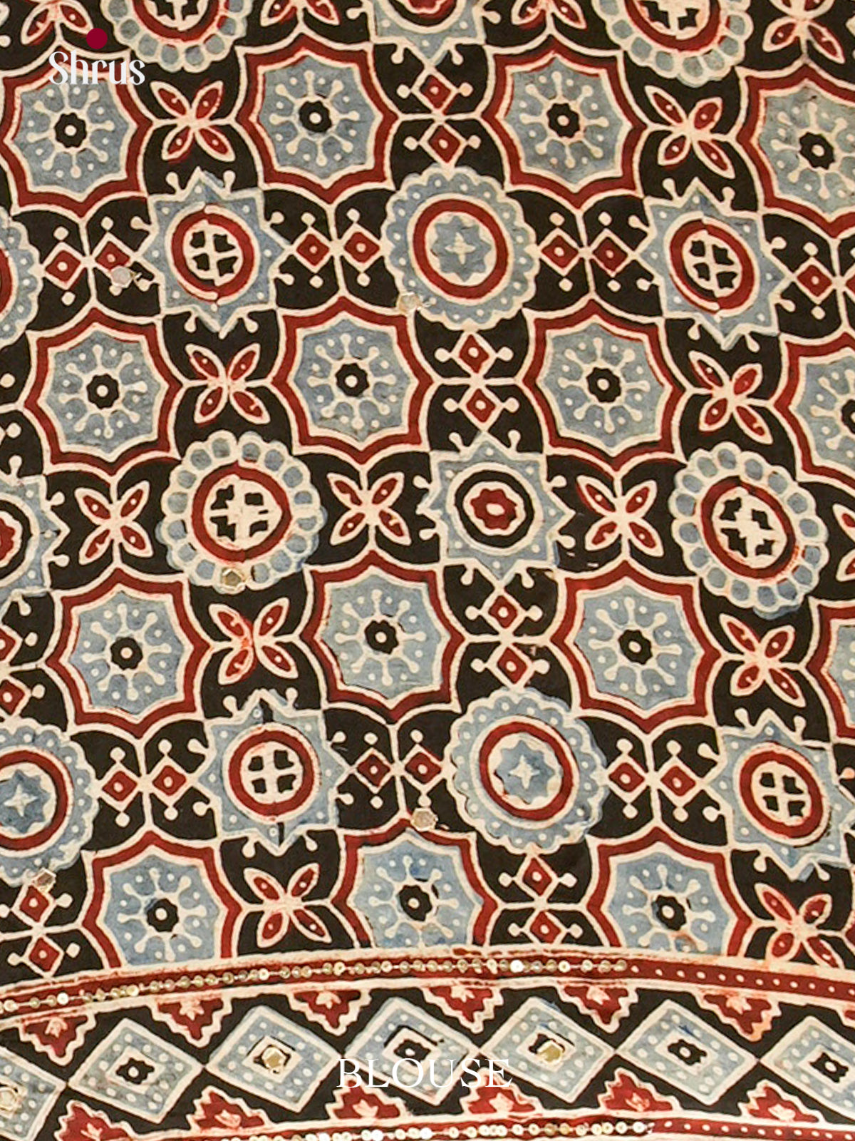 Black Modal Silk Saree — Ajrakh Hand Block Print — EGS01055