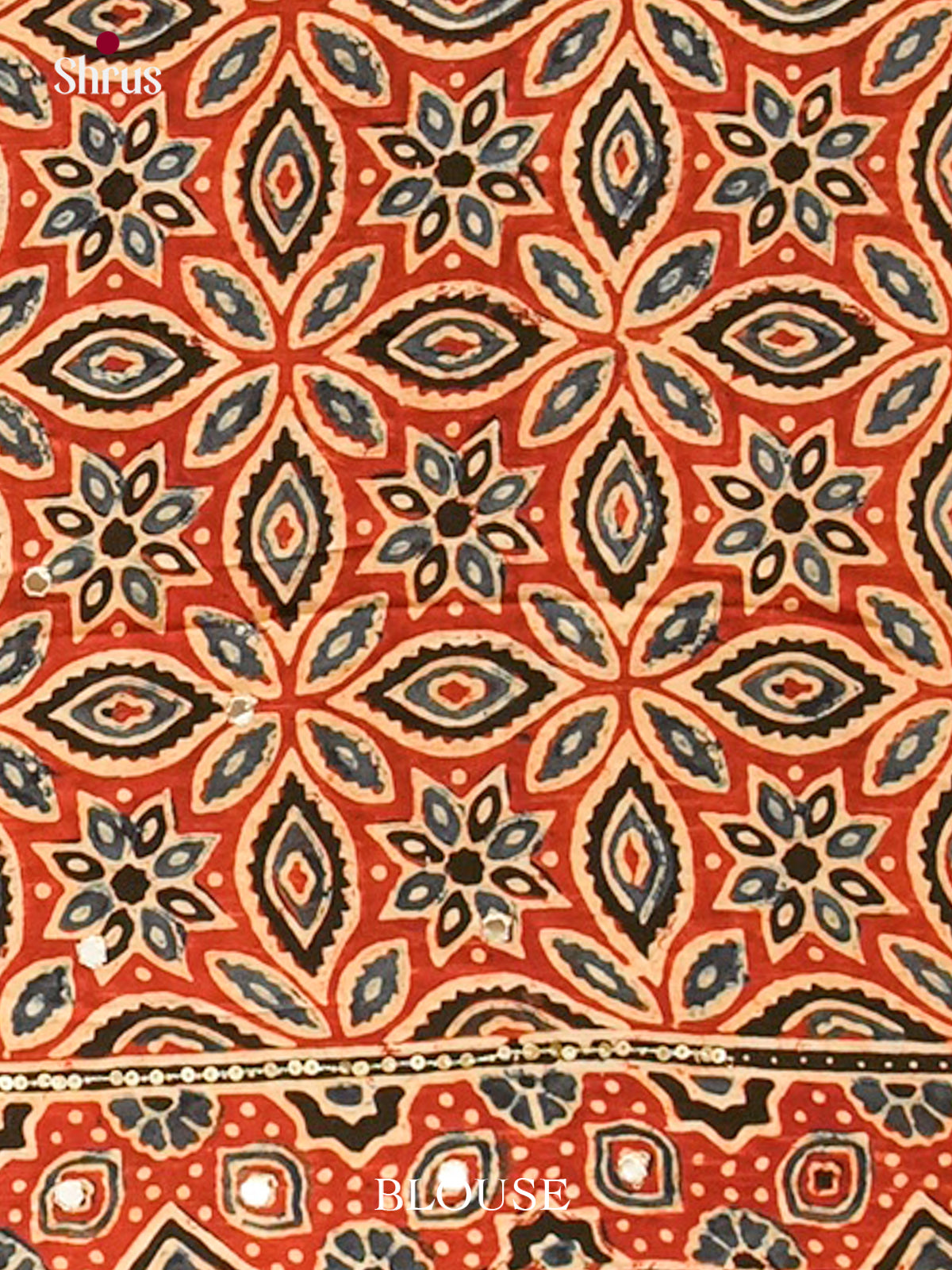 Red Modal Silk Saree — Ajrakh Hand Block Print — EGS01057