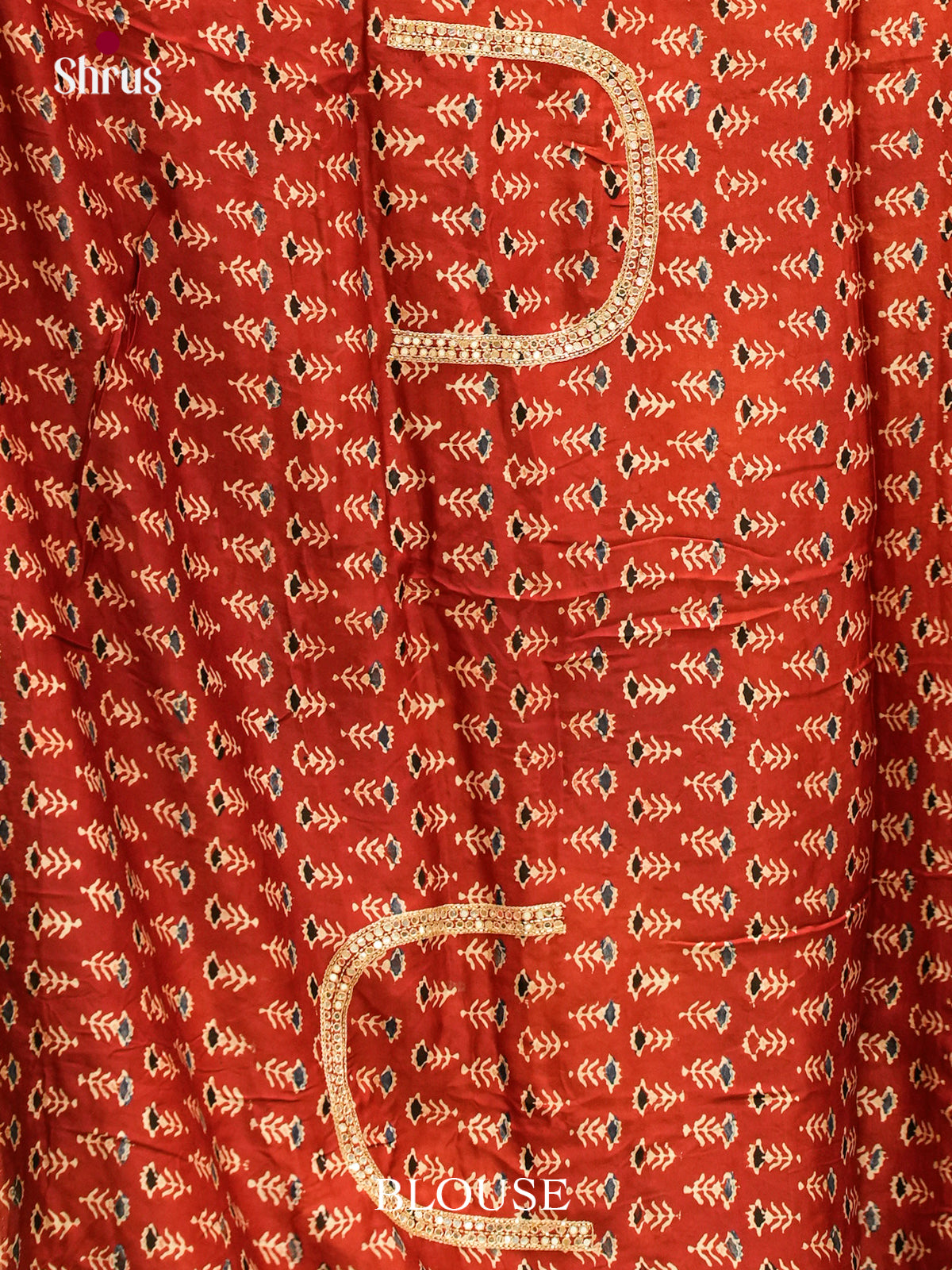 Blue Modal Silk Saree — Ajrakh Hand Block Print — EGS01068