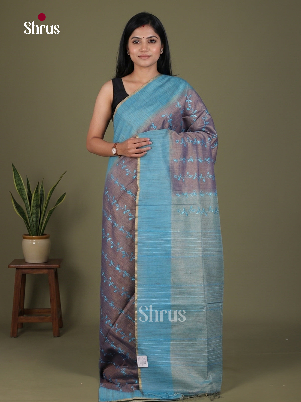 Tissue Embroidery Saree - EGS01156
