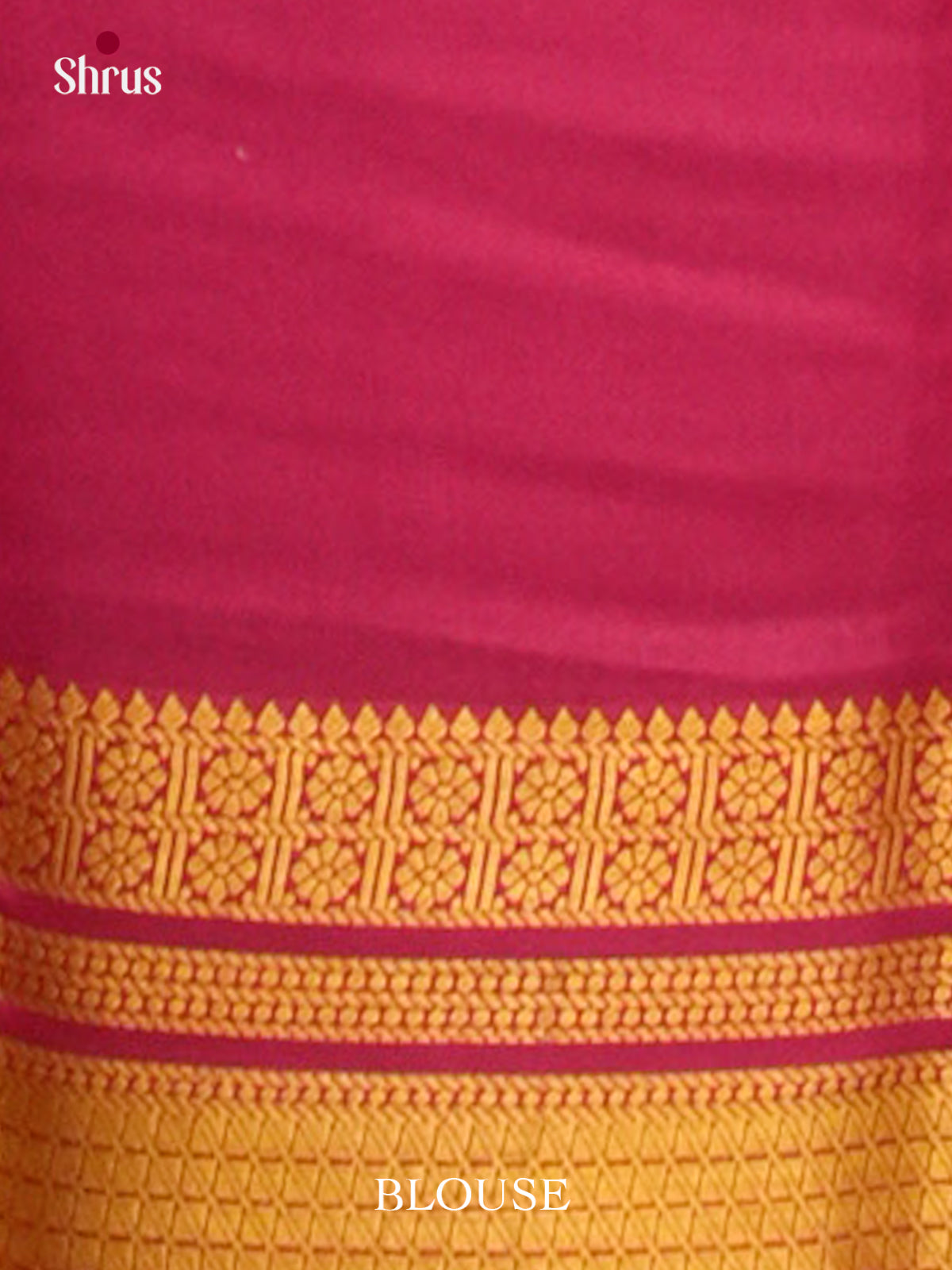 Sky Blue Mysore Silk Saree with Floral Buttas | Pink Contrast Border - Shop on Shrus.com