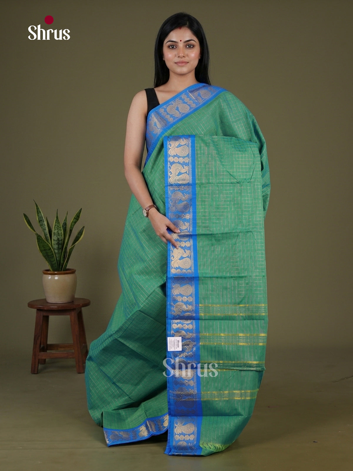 Green & Blue - Sungudi Cotton Saree - Shop on Shrus.com