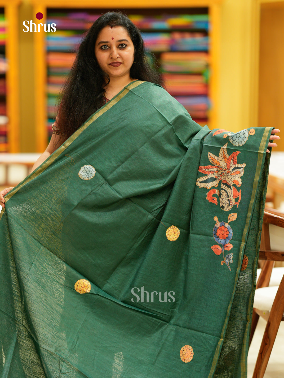 Kalamkari Applique Saree - EGS13023