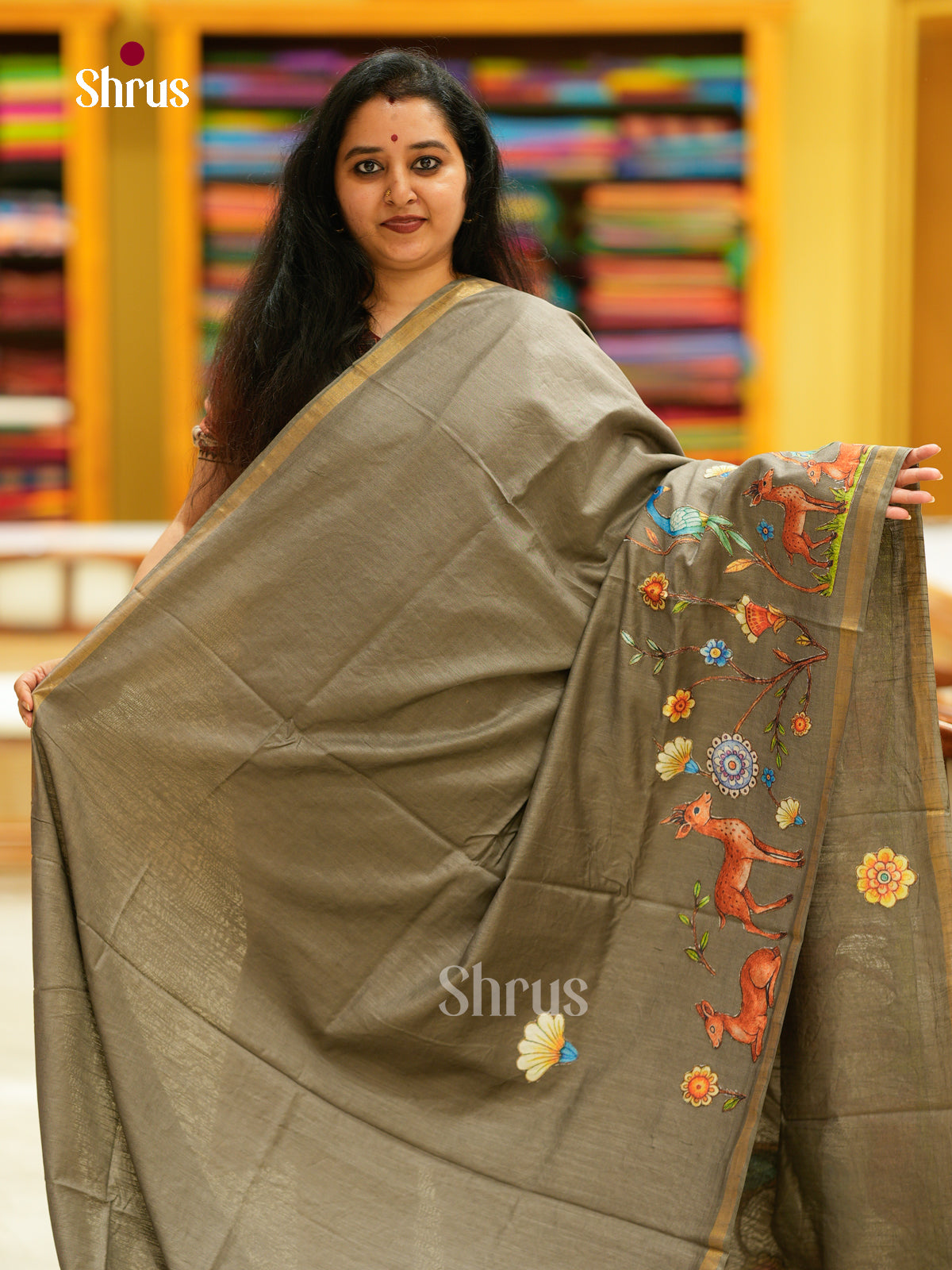 Kalamkari Applique Saree - EGS13032
