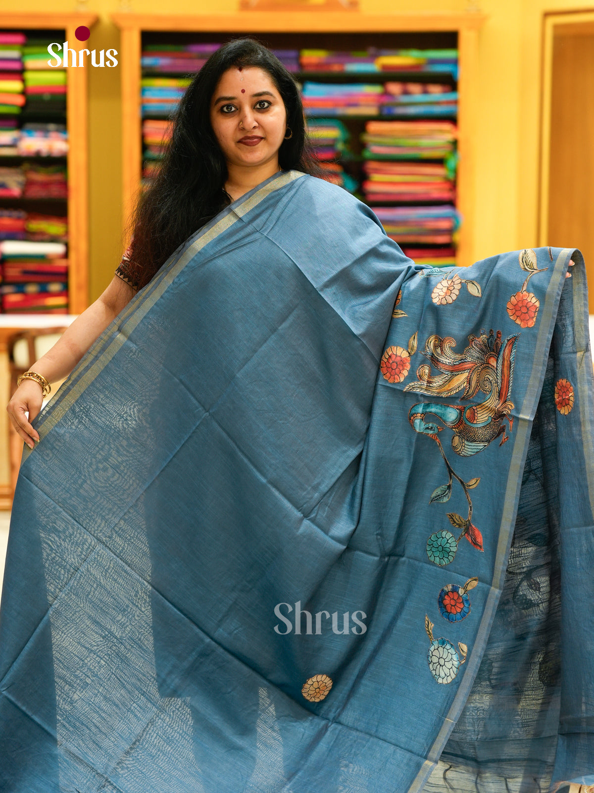 Kalamkari Applique Saree - EGS13074