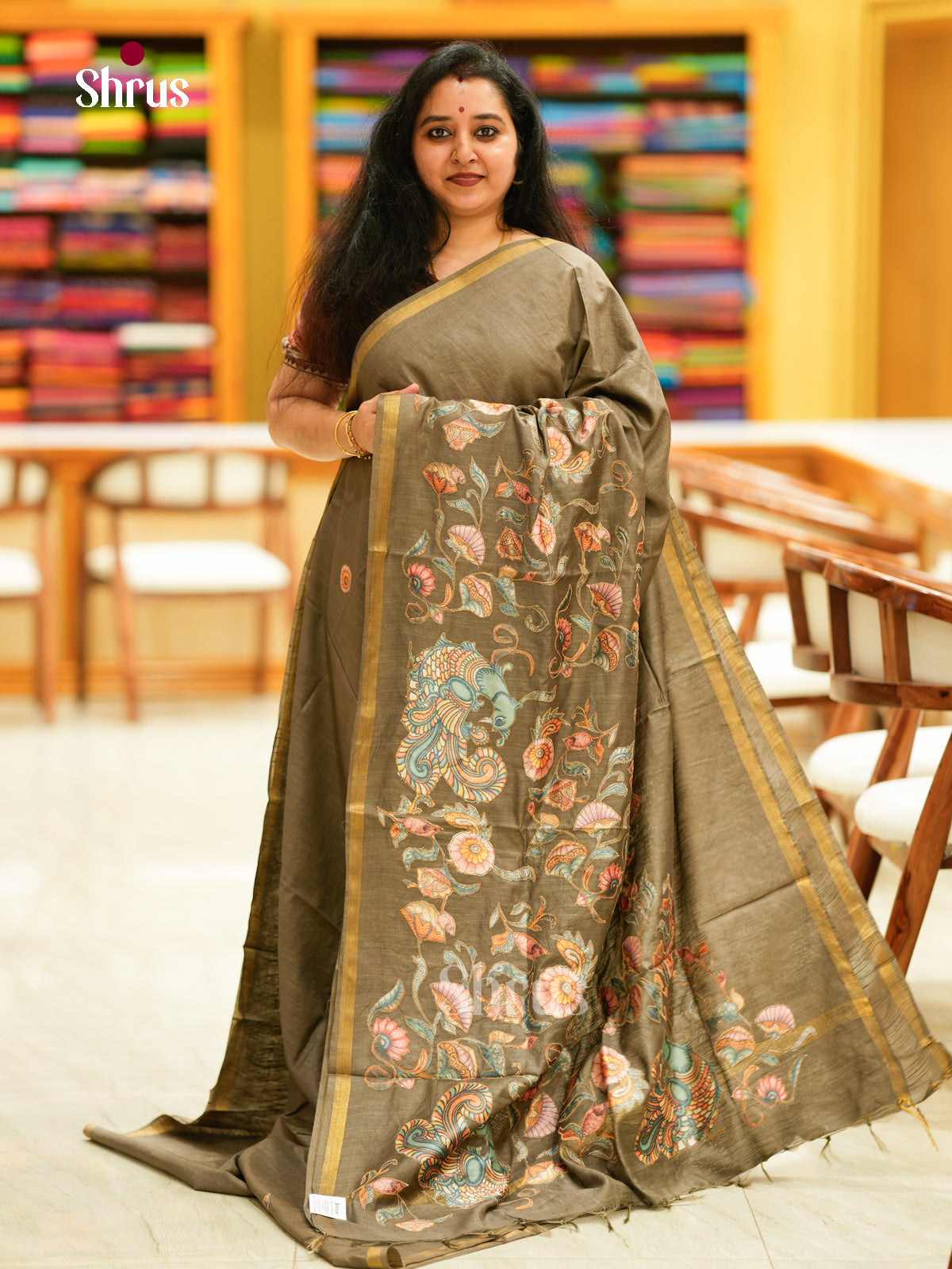 Kalamkari Applique Saree - EGS13084
