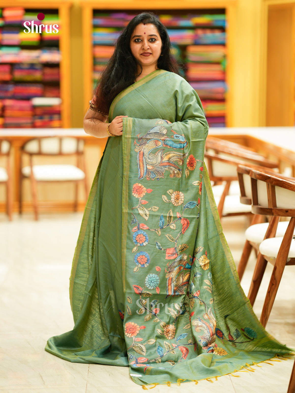 Kalamkari Applique Saree - EGS13085