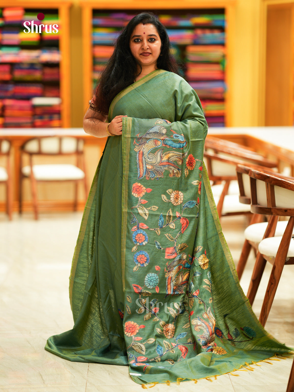 Green - Kalamkari Applique Saree