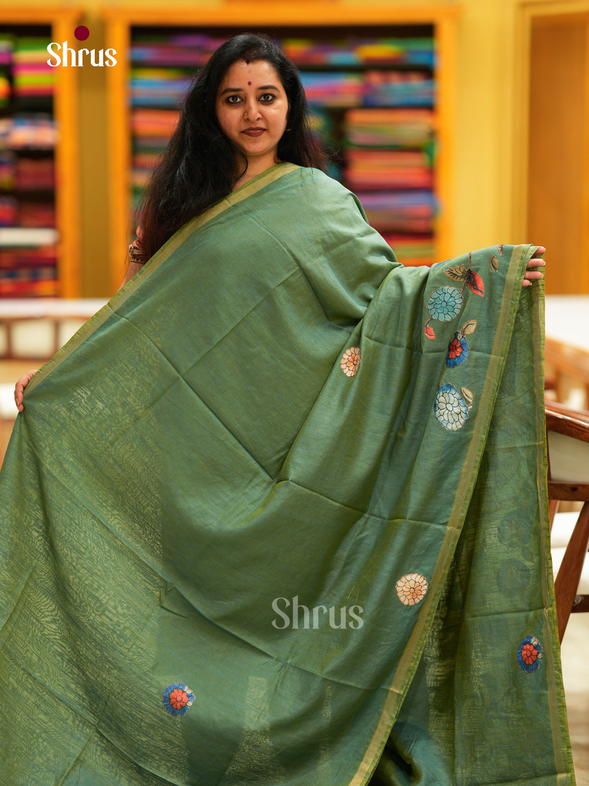Green - Kalamkari Applique Saree