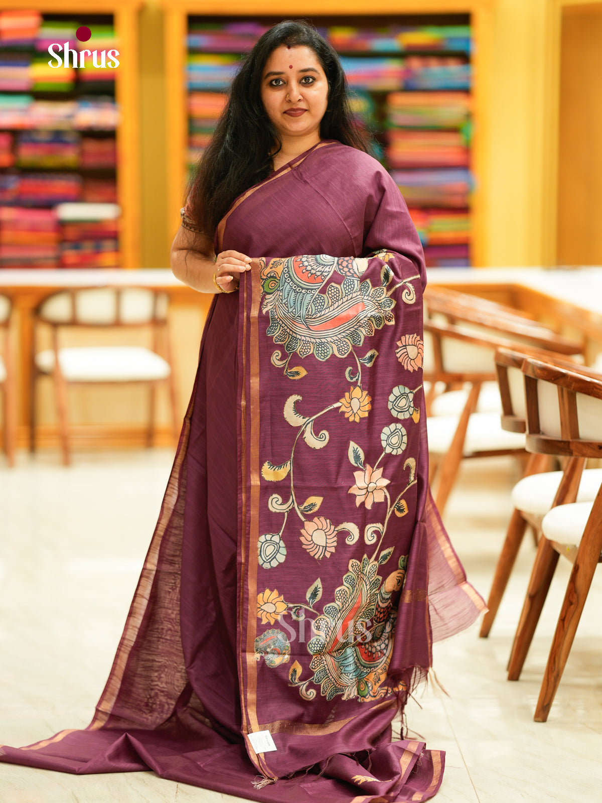 Kalamkari Applique Saree - EGS13089