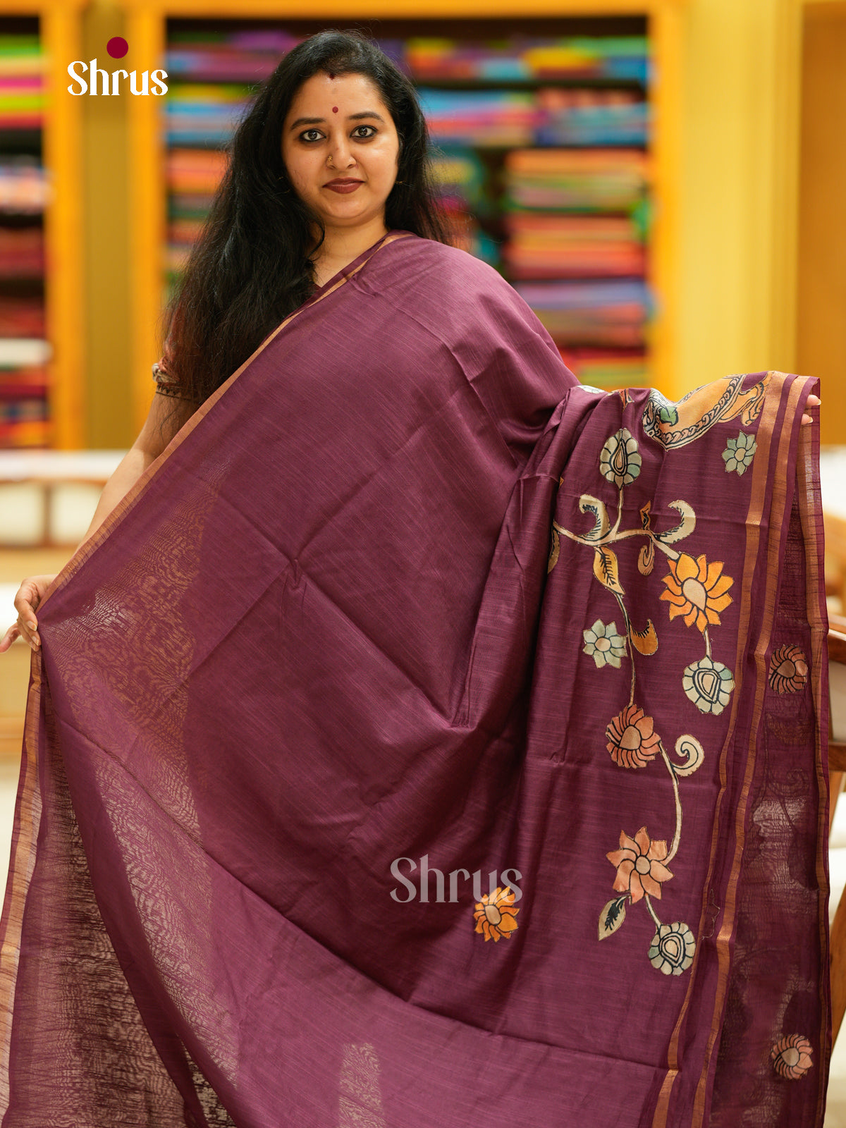 Kalamkari Applique Saree - EGS13089