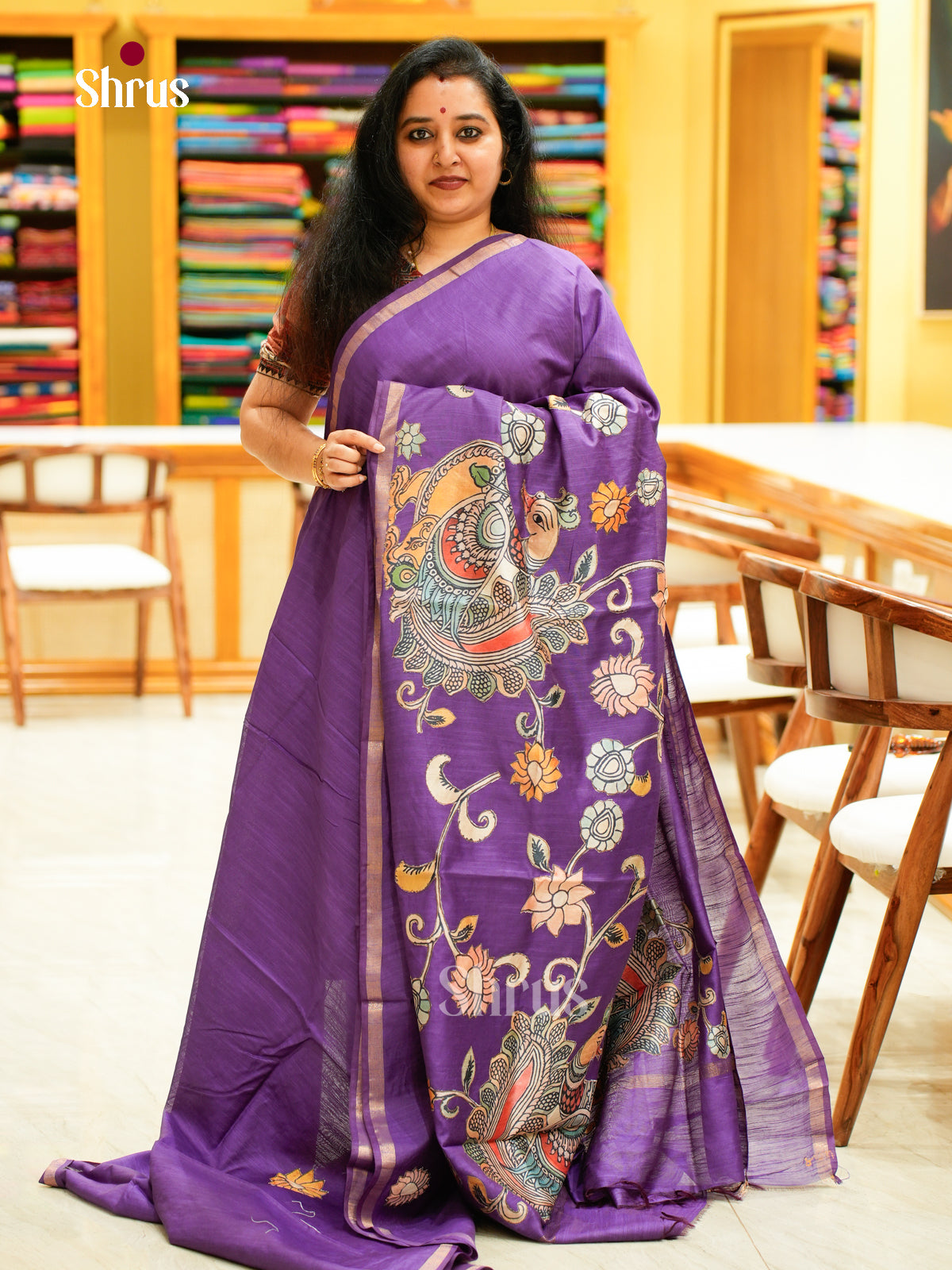 Kalamkari Applique Saree - EGS13090
