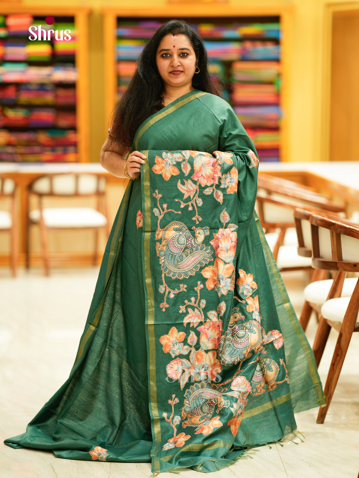 Kalamkari Applique Saree - EGS13118