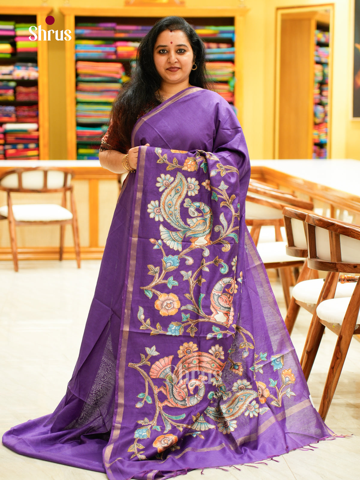 Kalamkari Applique Saree - EGS13123