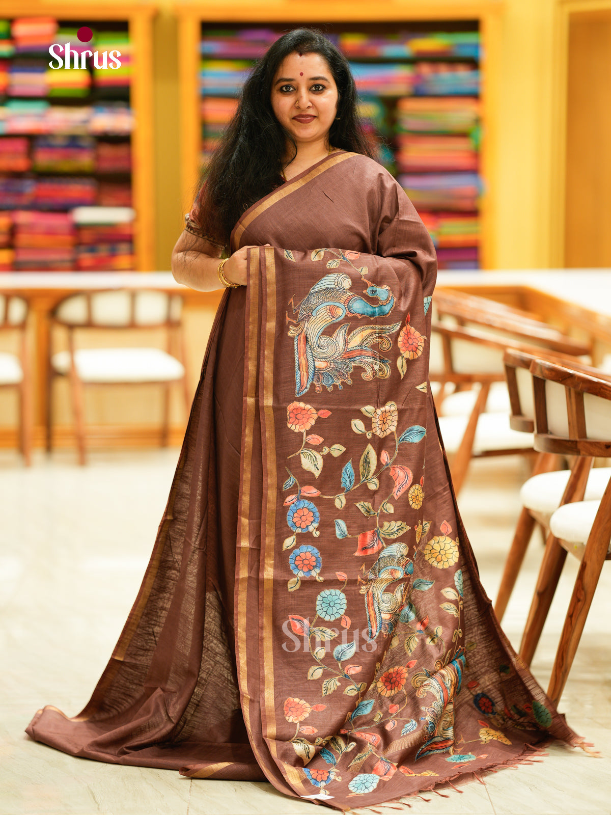 Kalamkari Applique Saree - EGS13135