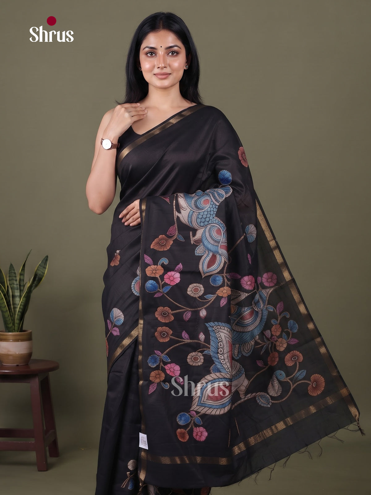 Kalamkari Applique Saree - EGS13150