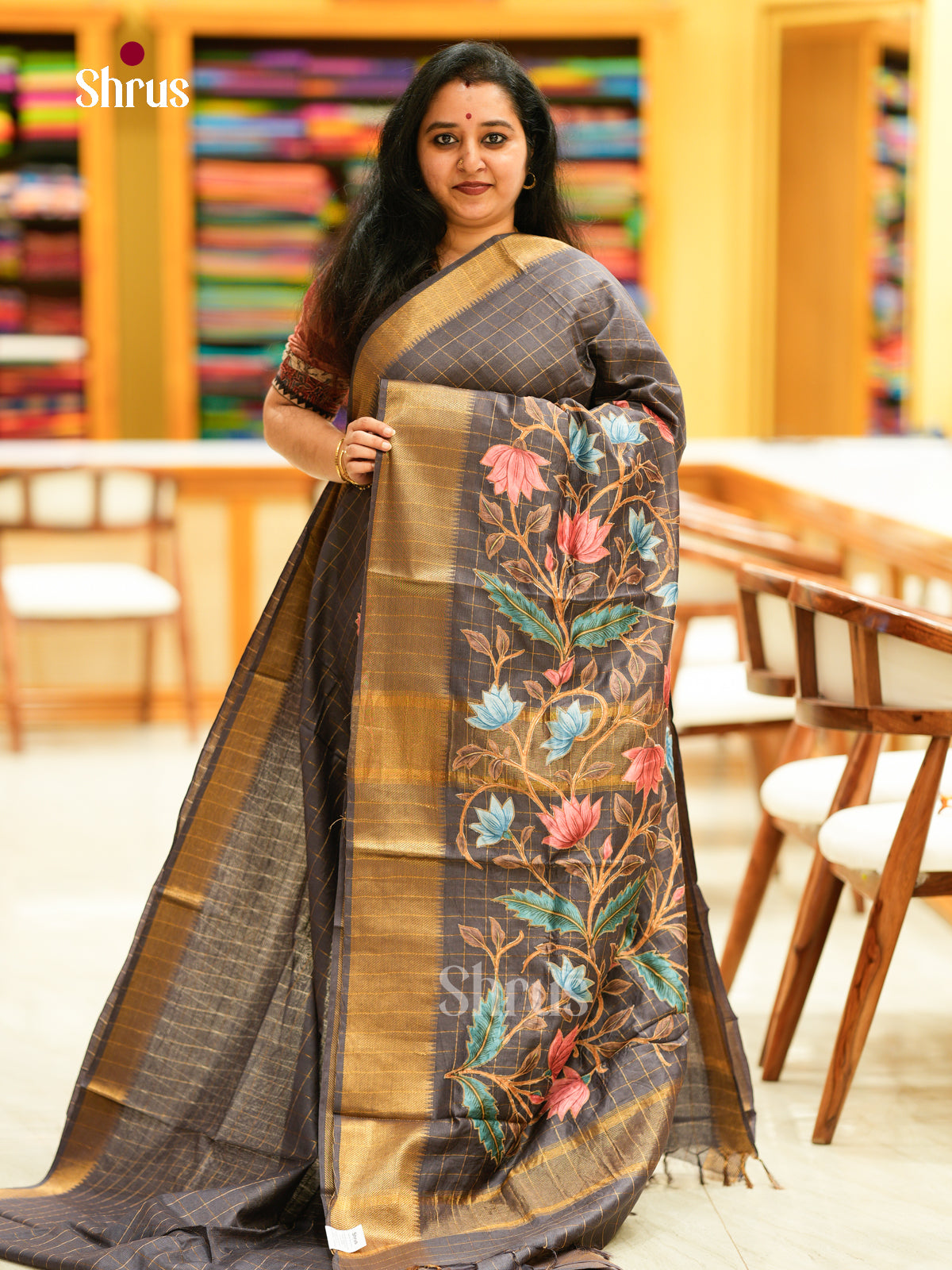 Kalamkari Applique Saree - EGS13157
