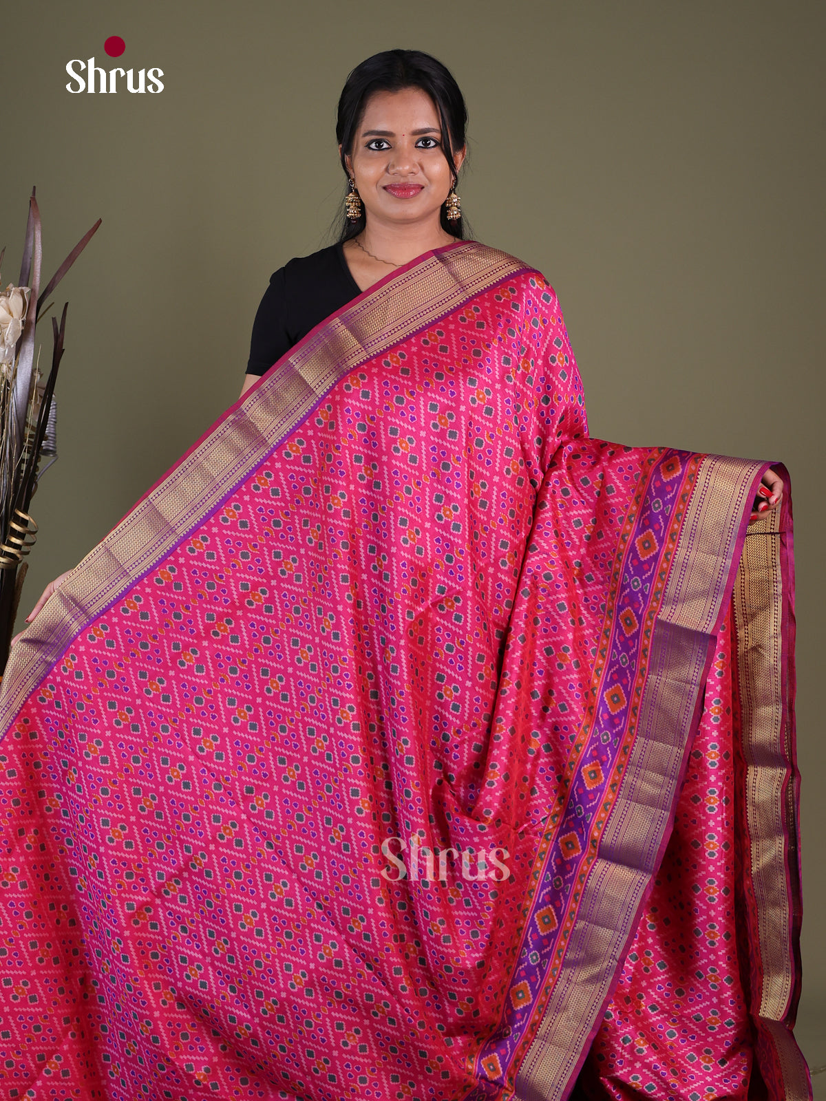 Pink & Purple- Semi Patola Saree